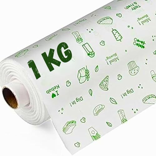 OFIXO Food Paper Roll for Food Wrap 1kg - Premium Non-Stick Butter Wrapping Paper | Used for Roti Wrapping | Parchment Paper for Food Wrap & Oil Absorption (1Kg)