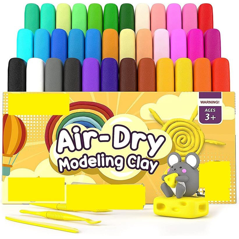 Eclet (Pack of 12) Air Dry Clay, Colorful Children Soft Clay, Creative Art Crafts, Gifts for Kids-Multi Color. Non-Toxic Modeling Magic Fluffy Foam Bouncing Clay Putty Kit for Kids with Tools .135