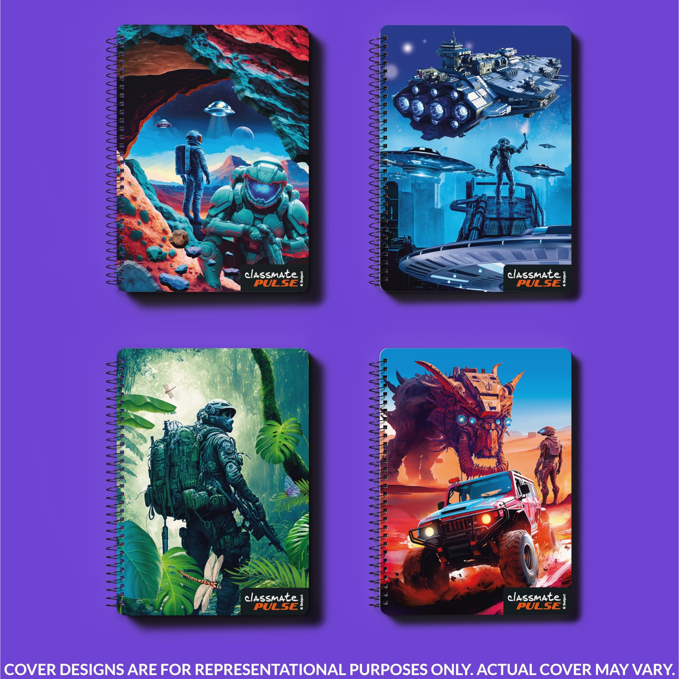 Classmate Pulse 6 Subject 3D Spiral Notebooks - Single Line, 300 Pages, 297mm*210mm