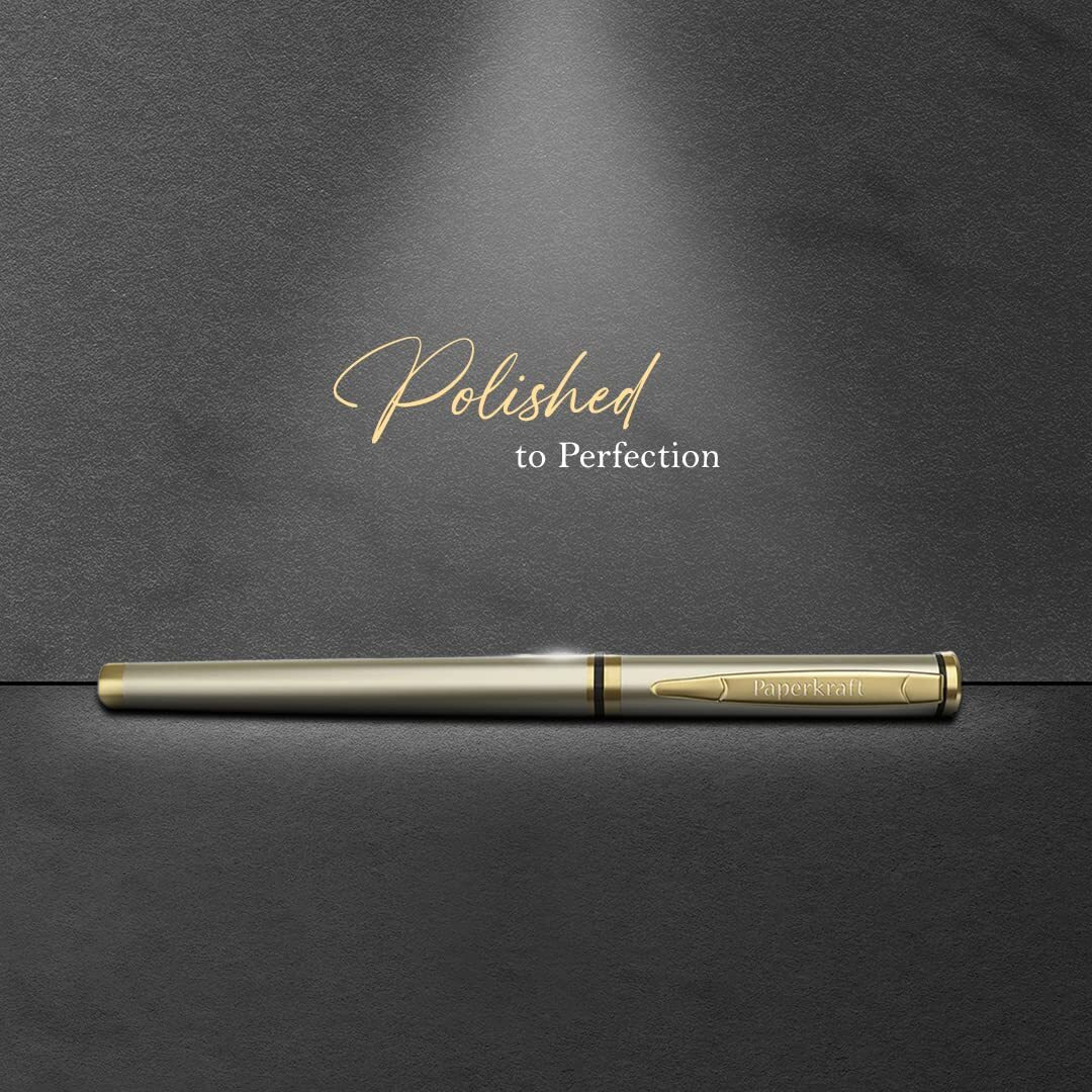 Paperkraft Beethoven- Blue Ceramic Roller Ball Pen (Pack of 1) | Classy Chrome & Gold tone finish|Premium Gifting Products|Ideal for Professionals|Official meeting essentials