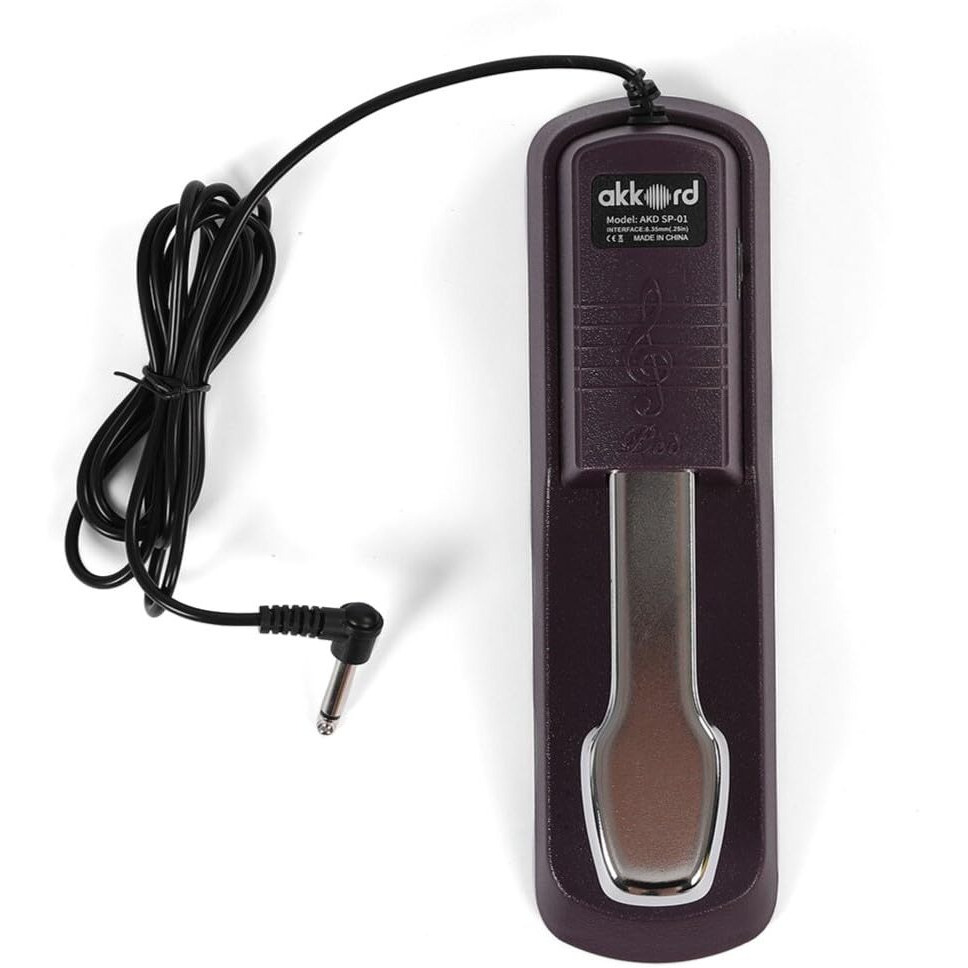 Akkord AKD SP-01 Sustain Pedal for Digital Piano, Electronic Keyboard, MIDI Synthesizer with Polarity Switch and Anti-Slip Pad- Purple