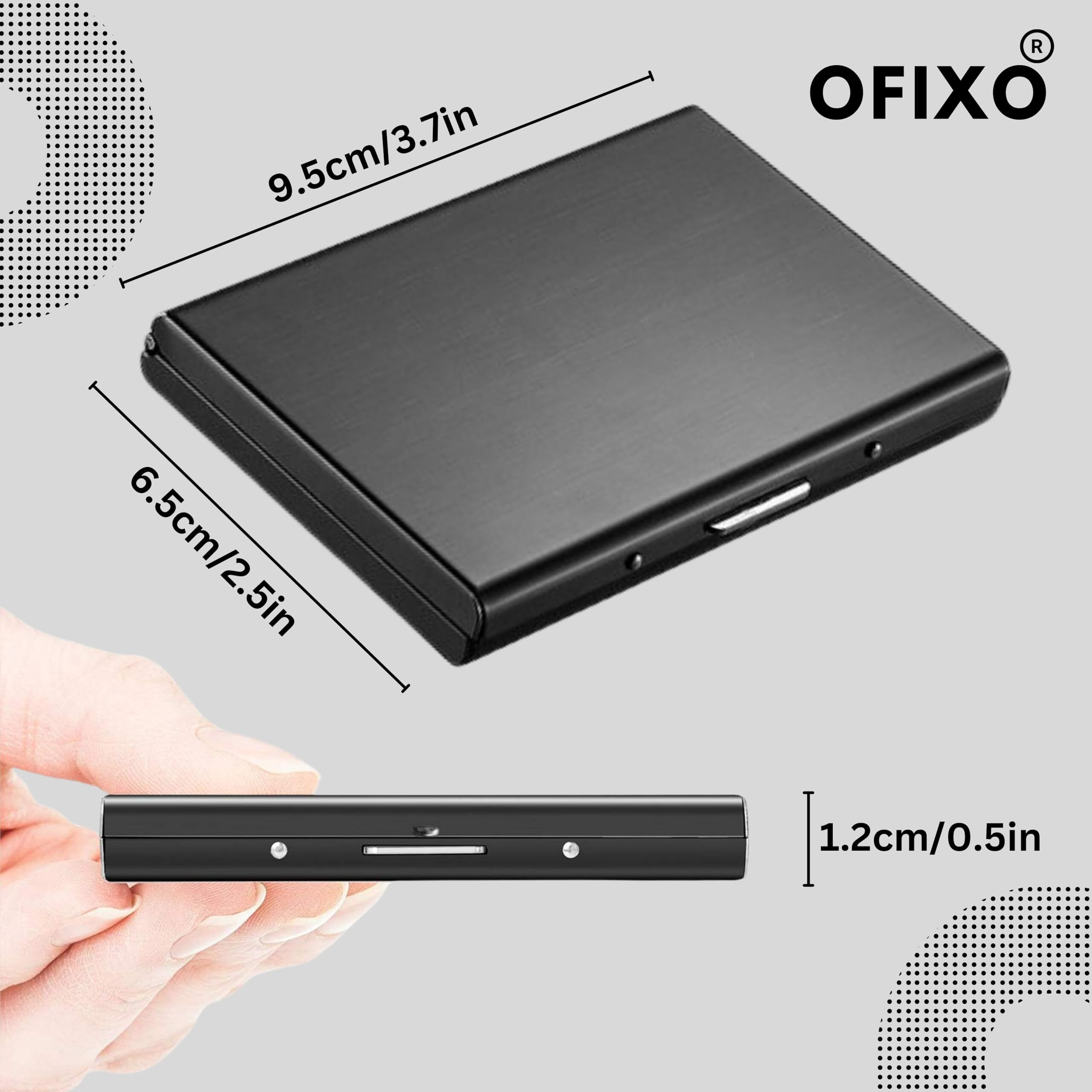OFIXO Credit Card Holder RFID Protected Stainless Steel Credit Card Wallet Slim Metal Credit Card Case for Men and Women (Matt-Black)