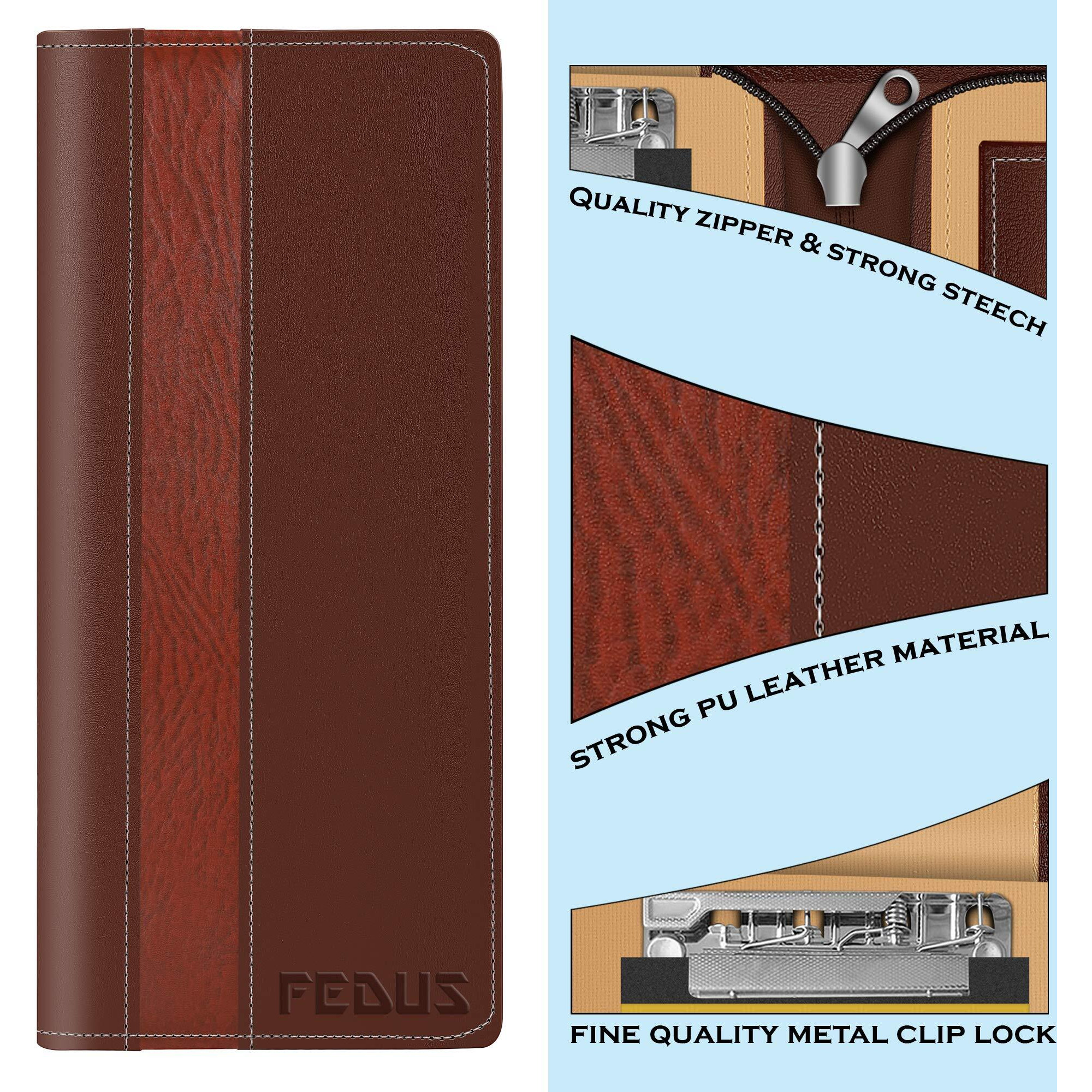 FEDUS Cheque Book Holder, Vegan Leather Expanding Handmade Multiple Cheque Book Holder for Cards, Women/Men Cheque Book Wallet, Traveling Wallets, Checkbook Holder, Documents Holder for Office & Home