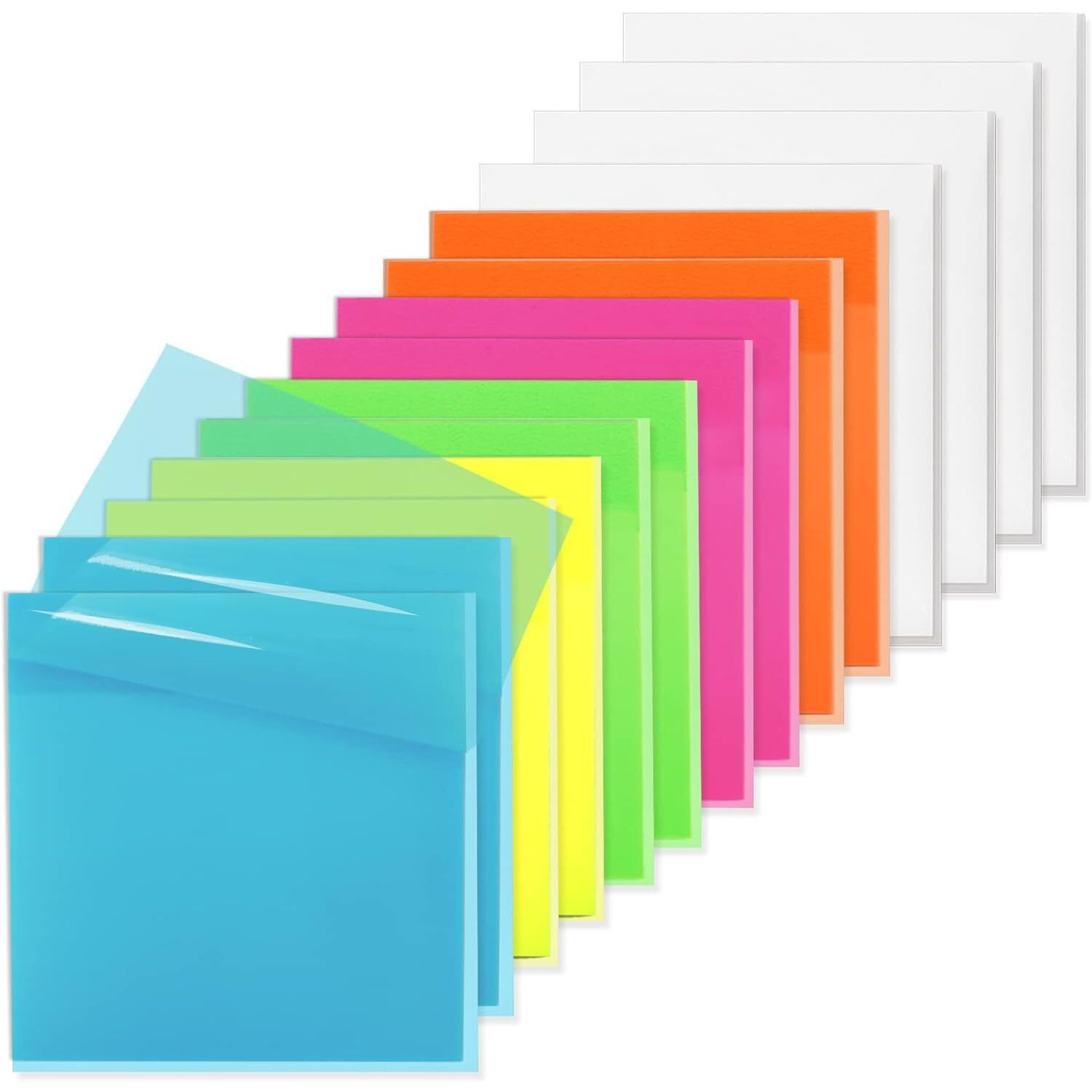 OFIXO (Multicolor) Transparent Sticky Note Pads - 100 Pcs Waterproof Self-Adhesive Pad, Suitable for Reading, Studying, Home, Office, School, Sticks Securely, Removes Cleanly (3x3In)