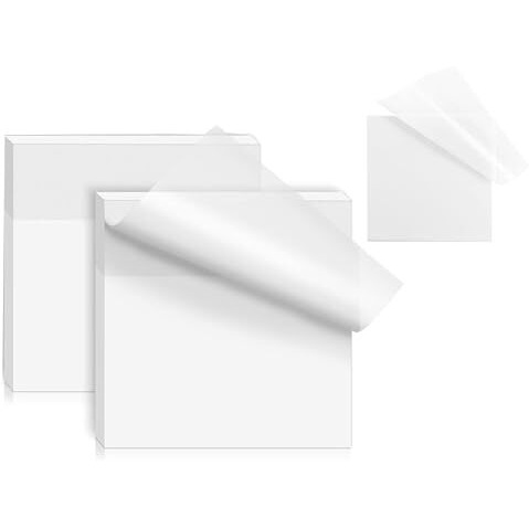 OFIXO Transparent (100 Pcs White Color 3x3 Inch) Self-Adhesive Sticky Notes, OFIXO Clear See Through Post for Planner Office School College Teacher Student Supplies