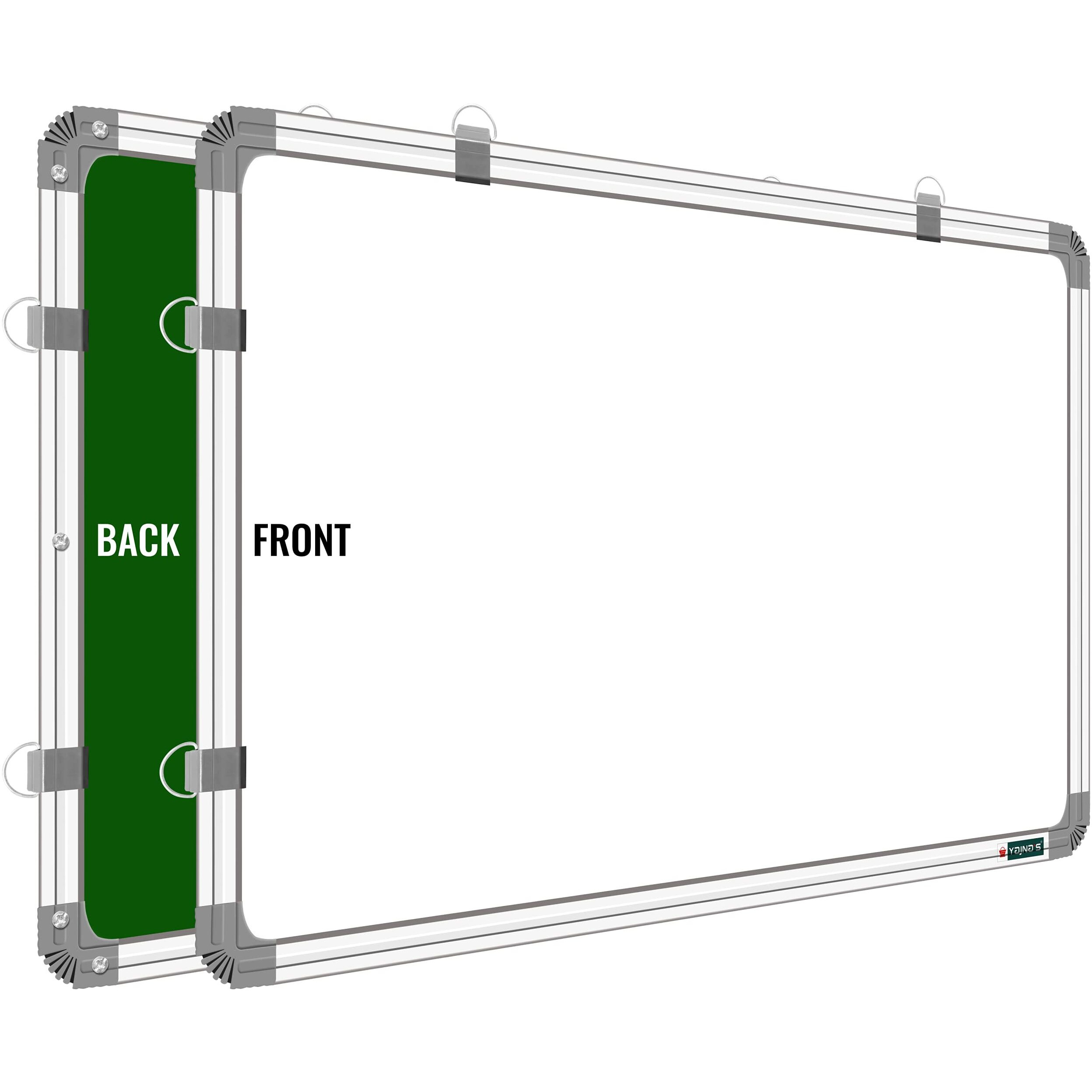 YAJNAS Non Magnetic 2X3 Feet (60CM x 90CM) Double Sided White Board and Chalk Board Both Side Writing Boards, one Side White Marker and Reverse Side Chalk Board Surface - Pack of 1