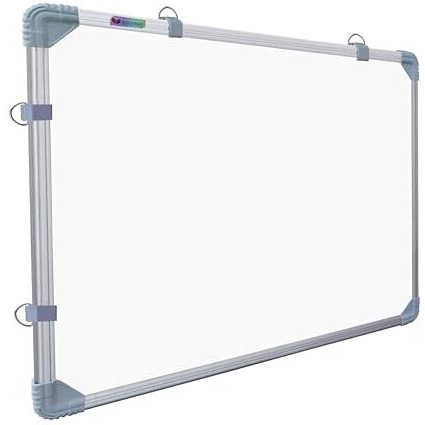 Eduway 1.5x2 Feet Non-Magnetic Double-Sided Whiteboard and Chalkboard | Ideal Use for Home, Office, Kids with Sliding Hanging Clips, Robust Aluminum Frame and Smooth Melamine Surface (41x59 - Cms)