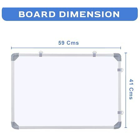 Eduway 1.5x2 Feet Non-Magnetic Double-Sided Whiteboard and Chalkboard | Ideal Use for Home, Office, Kids with Sliding Hanging Clips, Robust Aluminum Frame and Smooth Melamine Surface (41x59 - Cms)