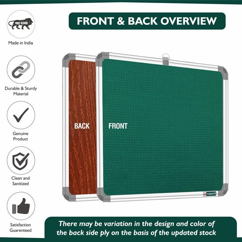 Yajnas 28X28 Cm Premium Material Green Color Notice Board/Soft Board/Bulletin Board/Pin-Up Display Board With 50 Pins For Study Room, Office, School & Home Use