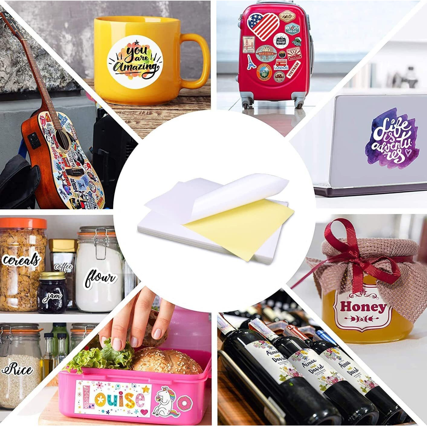 True-Ally Sticker Self-Adhesive Glossy Photo Paper A4 Size 120 Gsm For Inkjet Printer (White) Dries Quickly Diy Sticker Printing Label Art (A4-100 Sheets)