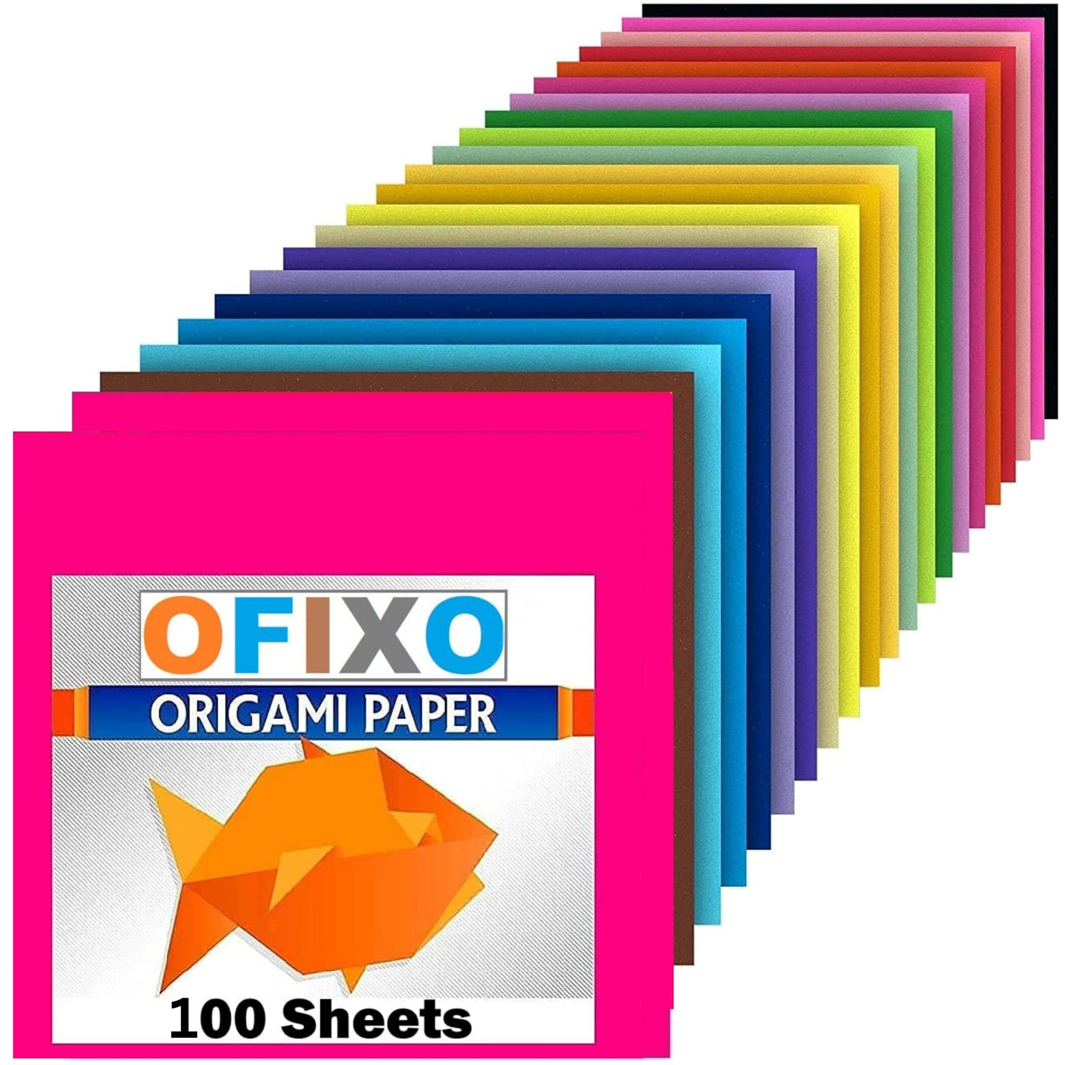 OFIXO 100pcs DIY Square Origami Paper Double Sides Solid Color Folding Paper Multicolor Kids Handmade Scrapbooking Craft Accessories Unruled 15 * 15 Origami Paper (Set of 5, Multicolor)