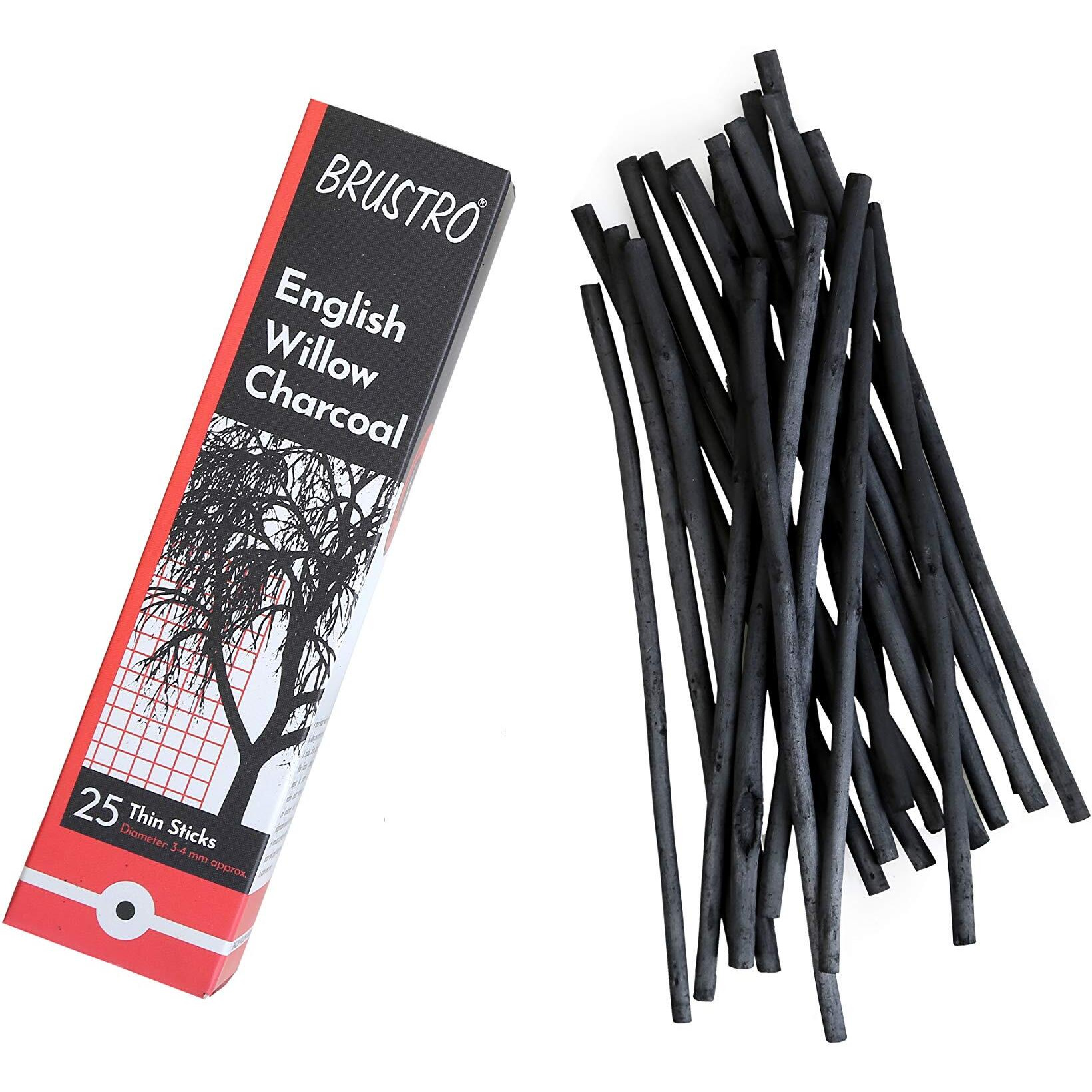 Brustro English Willow Charcoal Thin (25 Sticks)