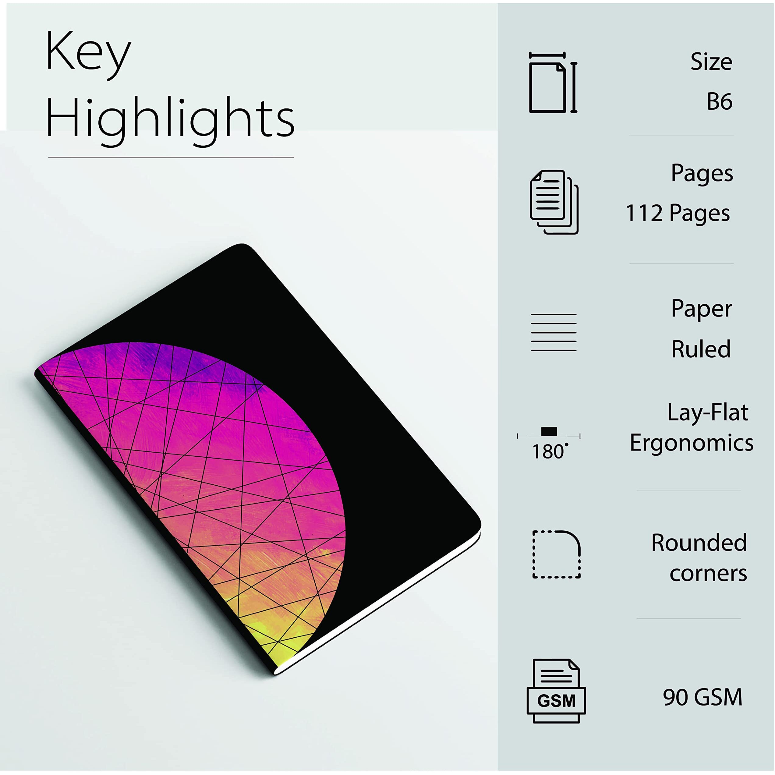 Factor Notes Notebook 90 GSM, B6, Ruled, 112 Pages Journal Diary (Enigma)