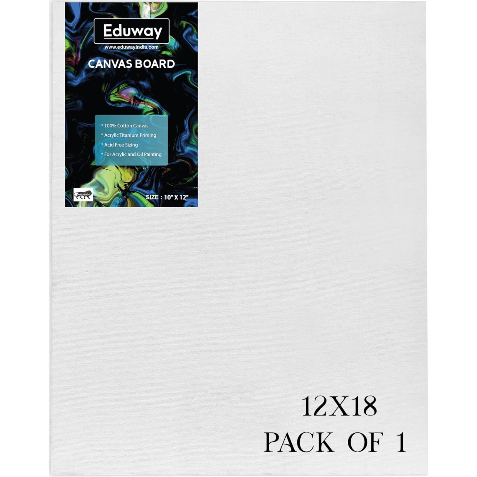 Eduway Canvas Board for Painting- (12x18) | Premium Quality 7Oz Pre-Primed Cotton Canvas Board for Artists & Beginners | Ideal for Acrylic, Oil, Gouache, Pastels Colors (Pack of 1) (30x45),