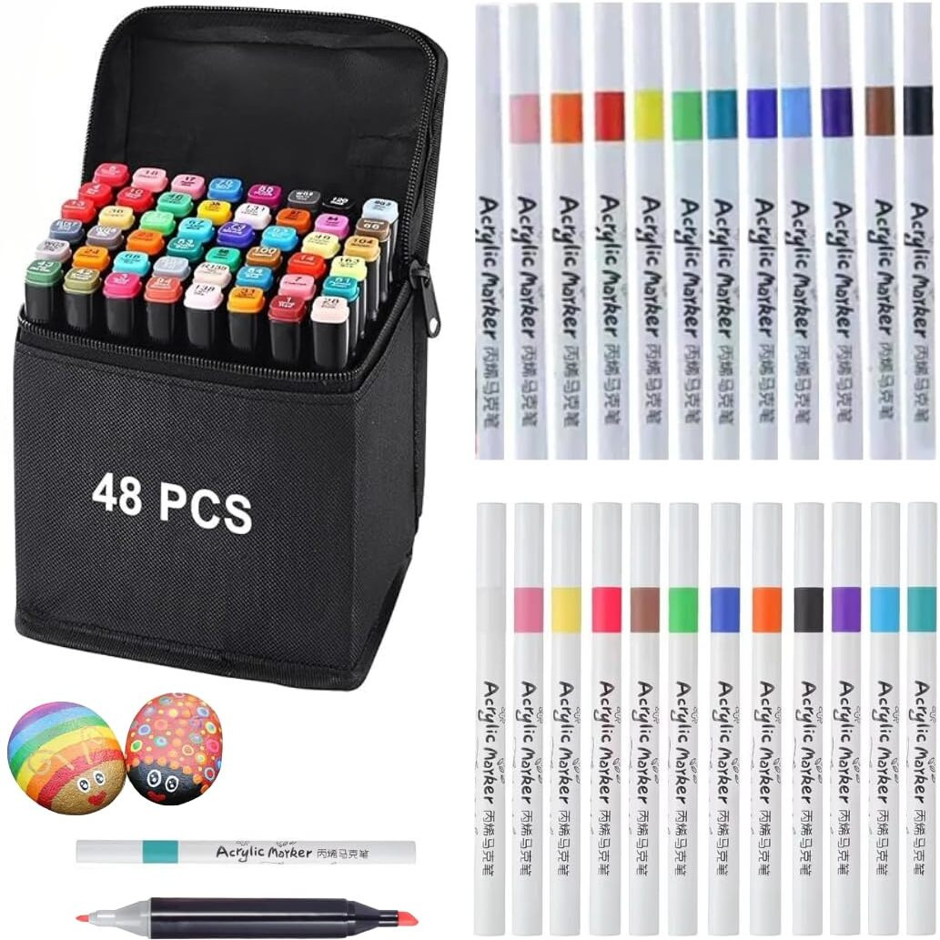 Corslet 72 Pcs Marker Colour Set 48pcs Alcohol Markers Set 24pcs Acrylic Markers Set Drawing Markers Sketch Pen Set for Kids Art Markers Set Colour Markers for Drawing Sketching Alcoholic Markers Set