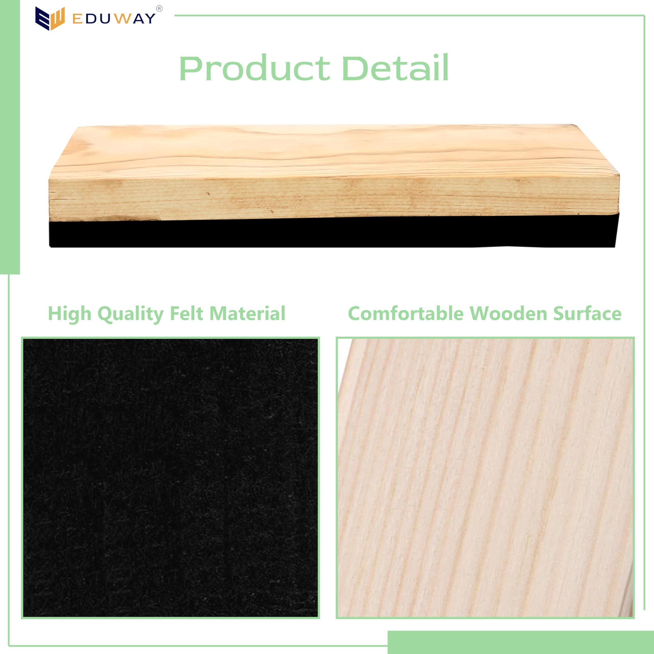 Eduway Premium Non-Magnetic Whiteboard/Chalkboard Wooden Duster Eraser | Perfect Clean for Blackboard & Durable | Ideal for Teacher, Office, School, and Home | Pack of 1