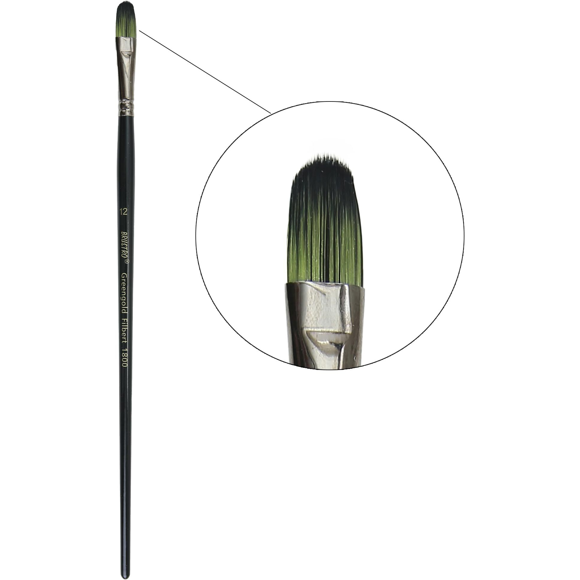 BRUSTRO Artists Greengold Acrylic Brush Filbert Series 1800 - Size - 12