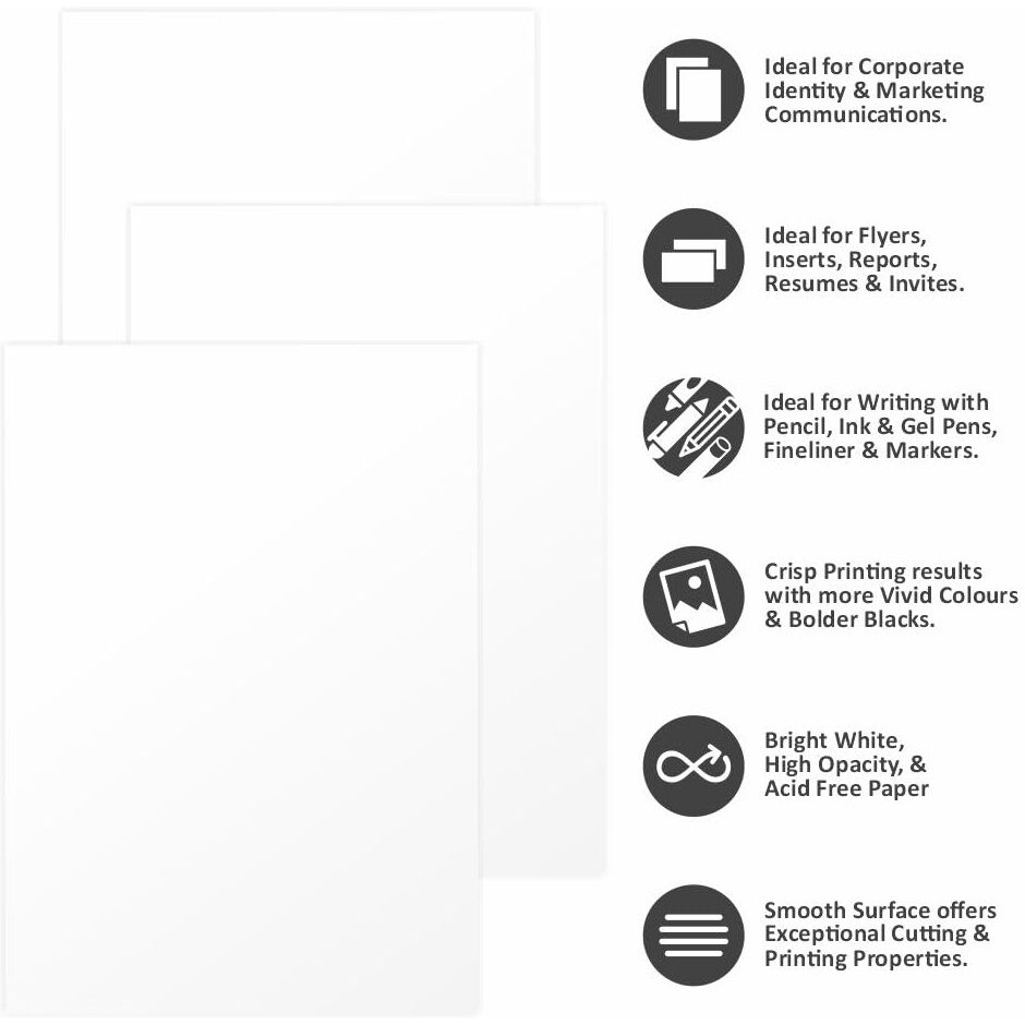 Anupam Ivory Paper - Acid Free - 25 Loose Sheets - 250 Gsm - A4 - Art,Craft, Painting And Project Work