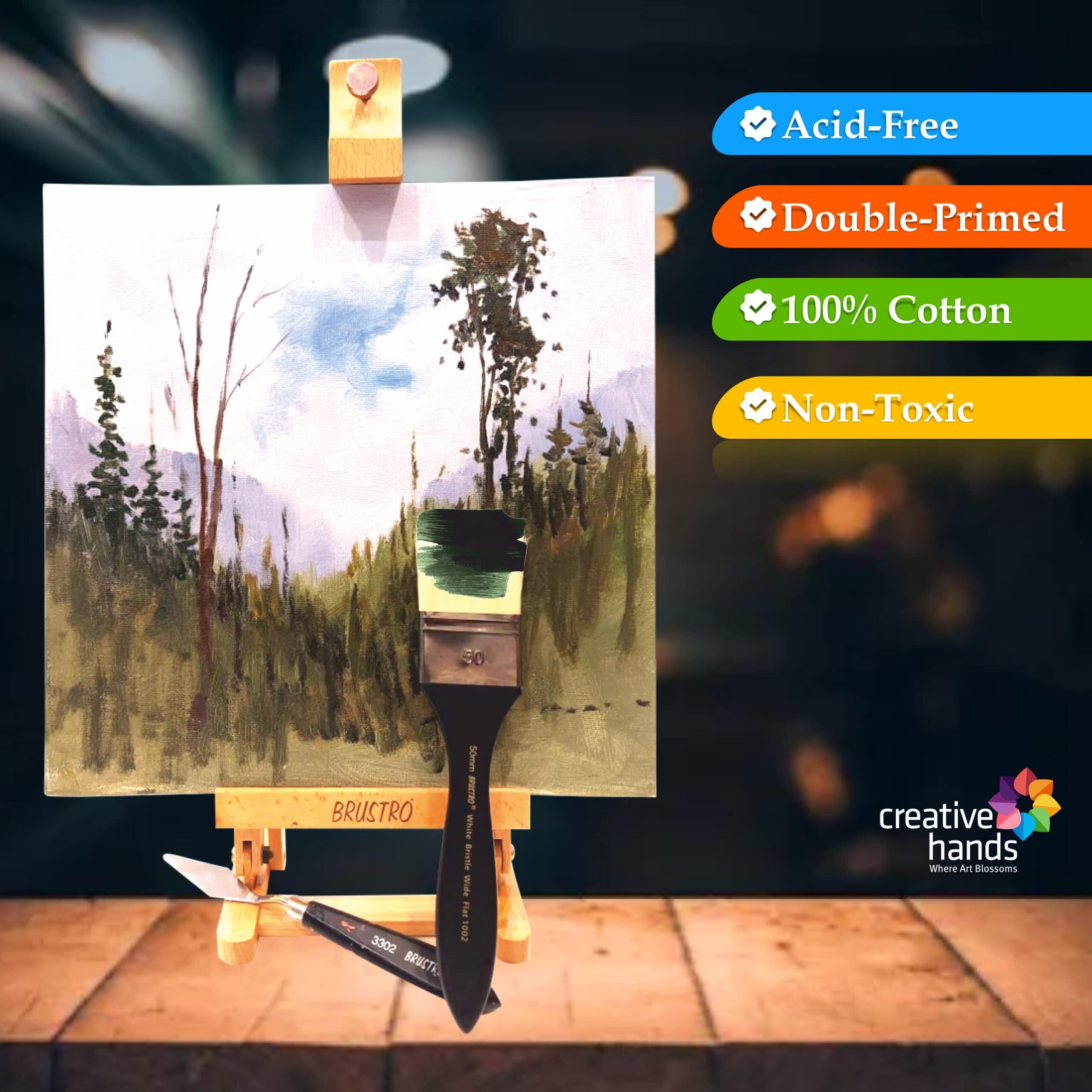 Brustro Artists (8 X 10 Inch) 100% Cotton Canvas Board, Medium Grain, 4 Mm Thickness, Pack Of 4, Suitable For Oil And Acrylic Paintings