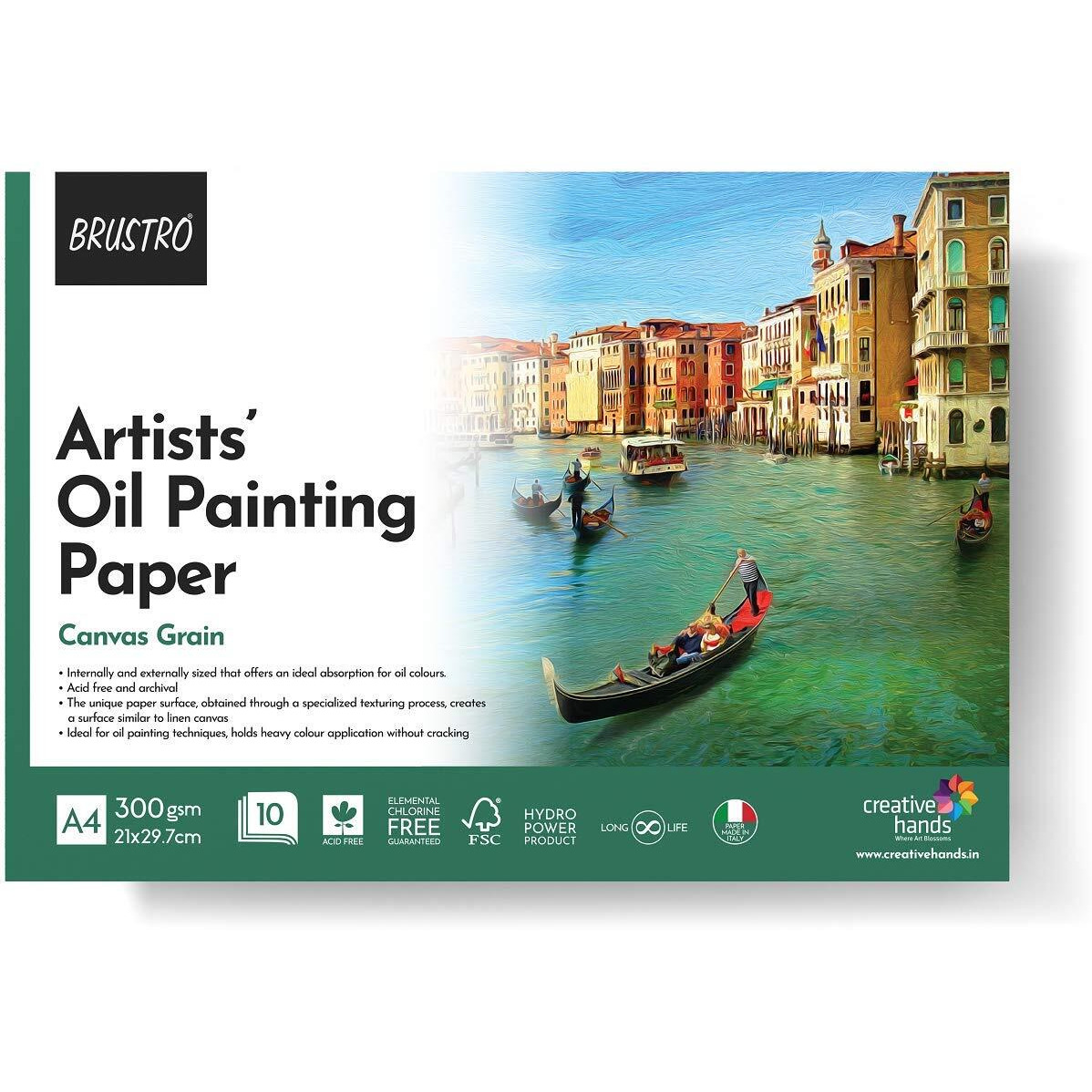 Brustro Artists Oil Painting Glued Paper Pad 300 Gsm A4-10 Sheets | Ideal For Ink, Airbrush, Pencil, Charcoal, Illustration, Design, Manga, Watercolour.