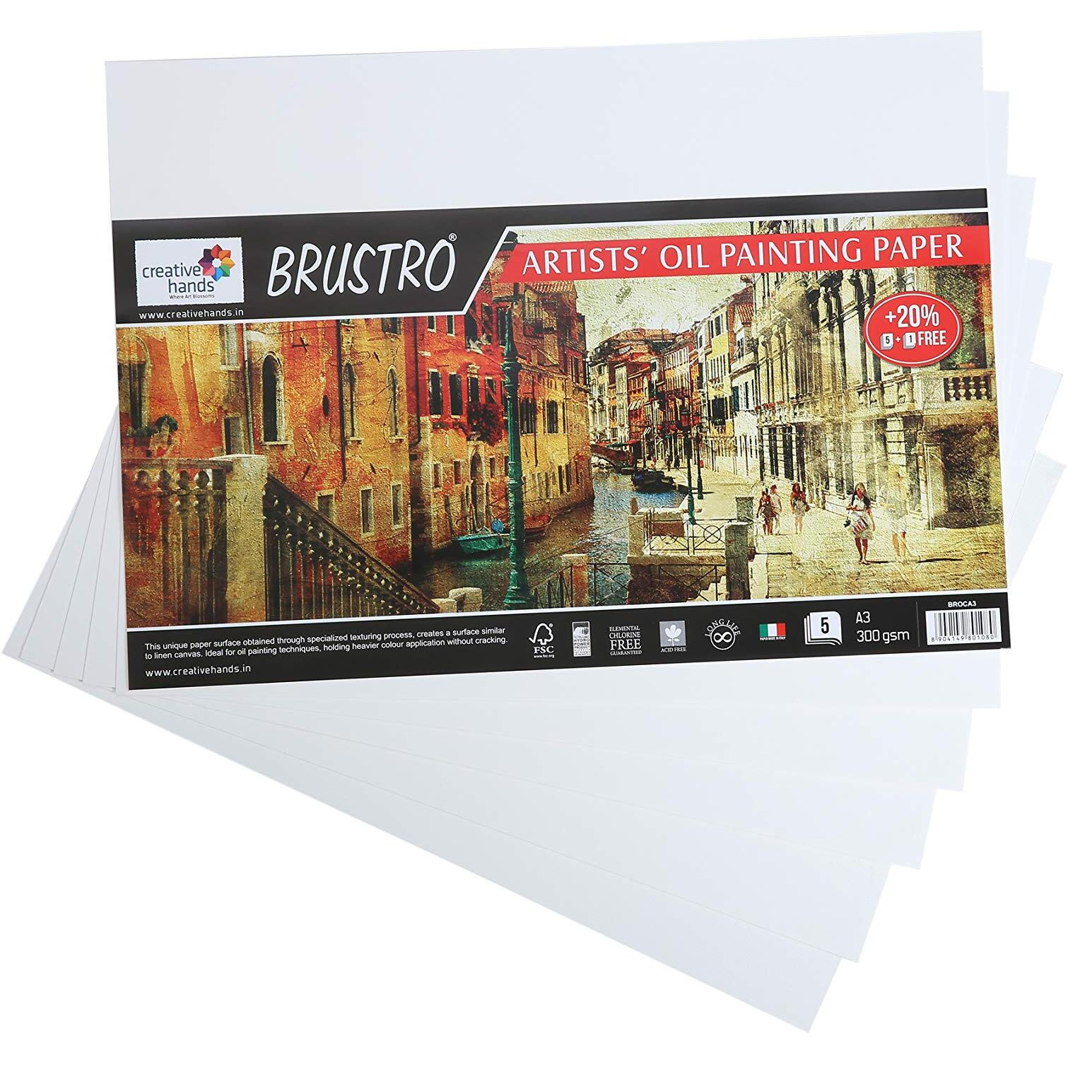 Brustro Artists Oil Painting Paper 300 Gsm A3 (Pack Of 5 + 1 Free Sheet)