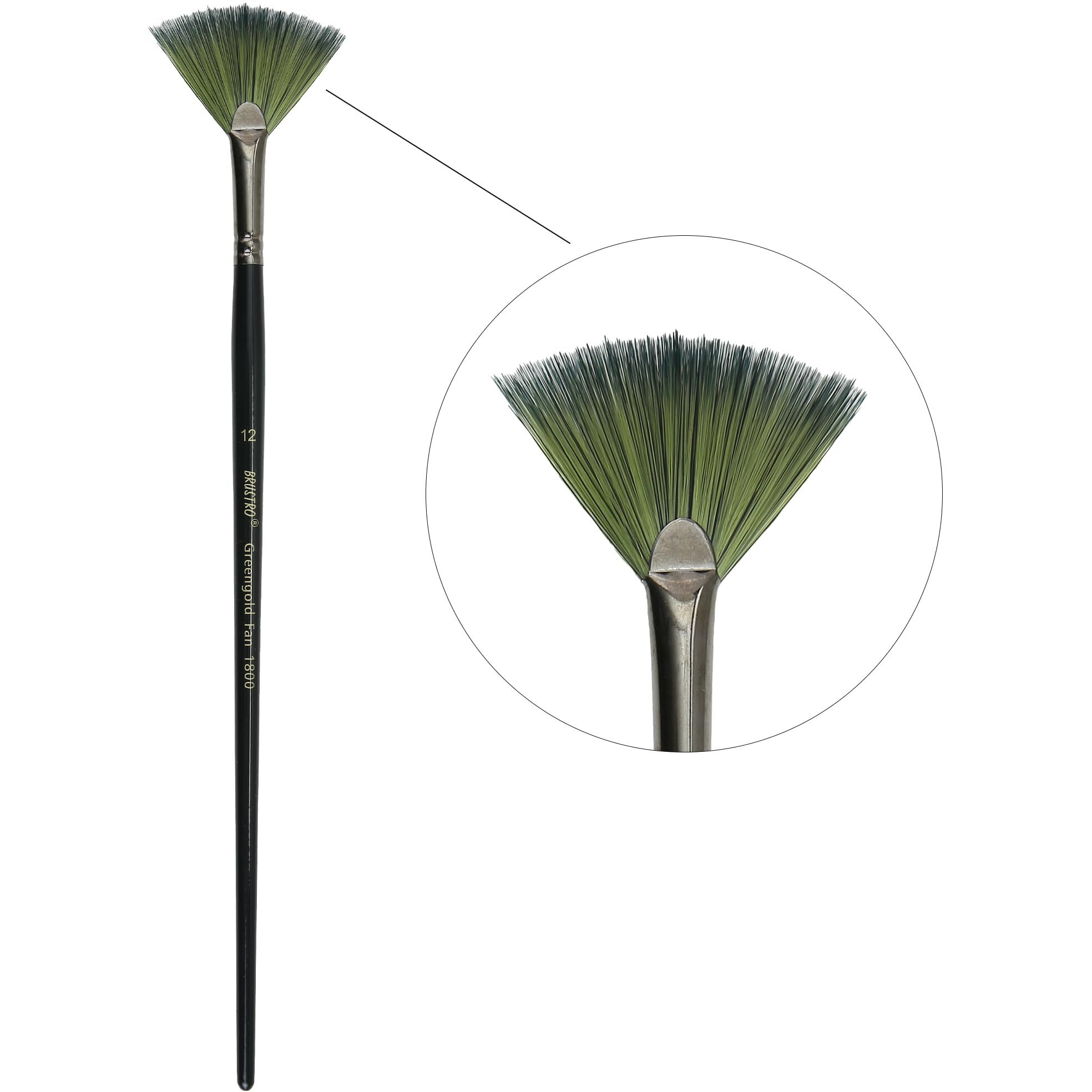 Brustro Artists Greengold Acrylic Brush Fan Series 1800 - Size - 12 | Ideal For Oil, Acrylic Painting On Paper, Canvas, Fine Art Students And Professional.