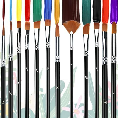 Eclet Craft Painting Brushes Set Of 12 Professional Round Pointed Tip Nylon Hair Artist Acrylic Paint Brush For Acrylic/Watercolor/Oil Painting(C)