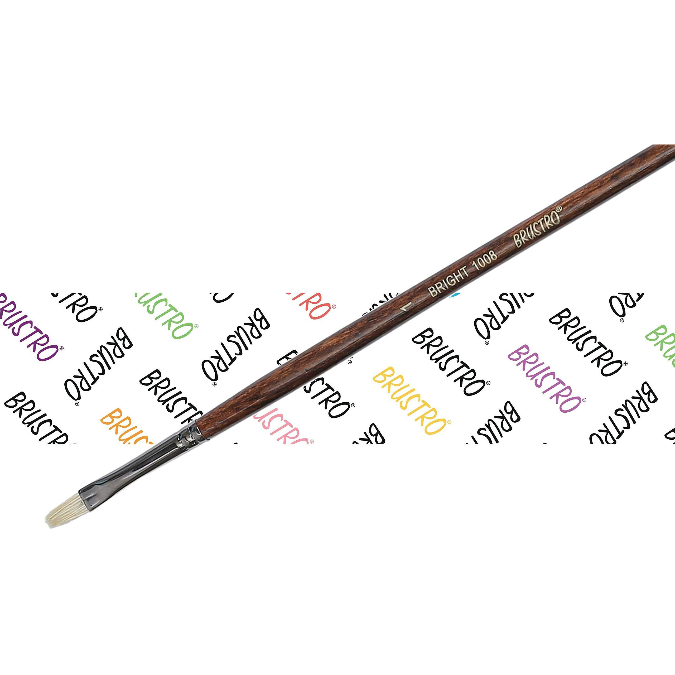 Brustro Artists Bristlewhite Bright Brush Series 1008 - Brush No. 1, Chungking Hog Bristle | Ideal For Oil, Acrylic Painting On Paper, Canvas, Fine Art Students And Professionals