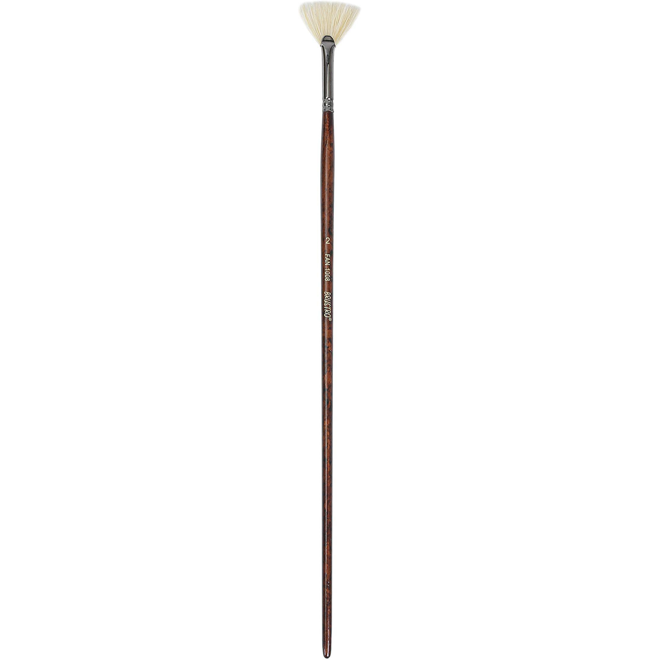 Brustro Artists Bristlewhite Fan Brush Series 1008 - Brush No. 2, Chungking Hog Bristle | Ideal For Oil, Acrylic Painting On Paper, Canvas, Fine Art Students And Professionals