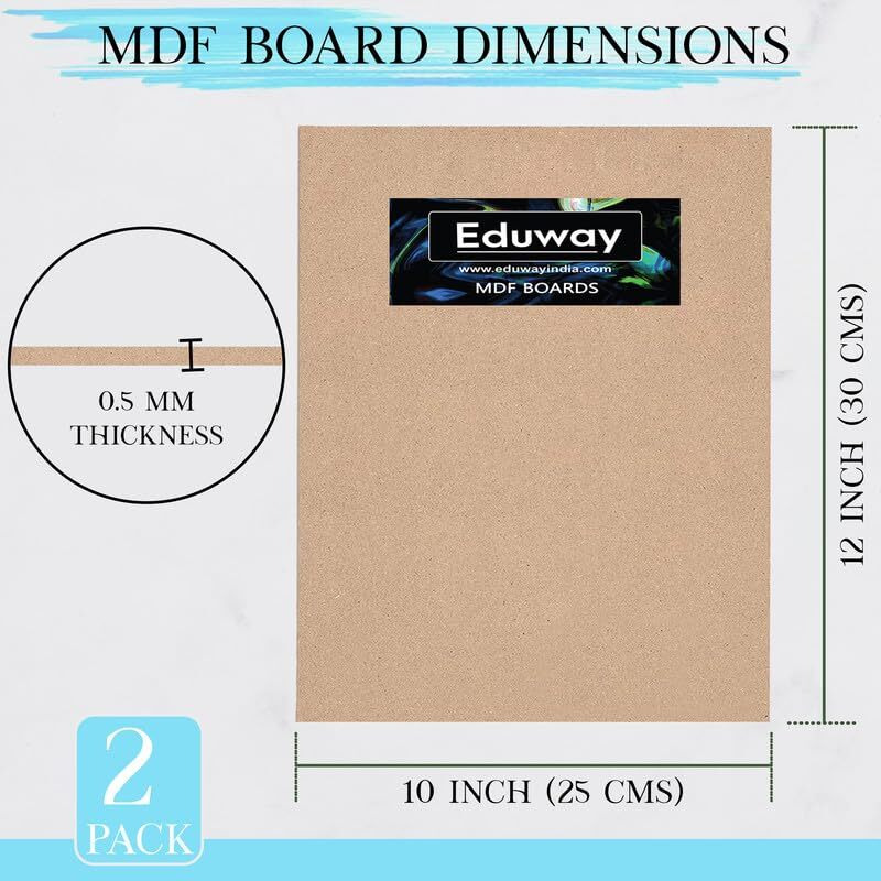 Eduway 10X12 Inch Mdf Art Boards, Pack Of 2, Brown, Acrylic Paint, Engineered Wood