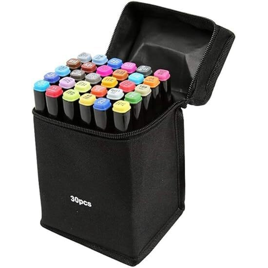 Corslet 30 Pc Dual Tip Markers Set With Carry Bag For Drawing, Painting, Sketching, Calligraphy - Colour Pens For Adult Beginners