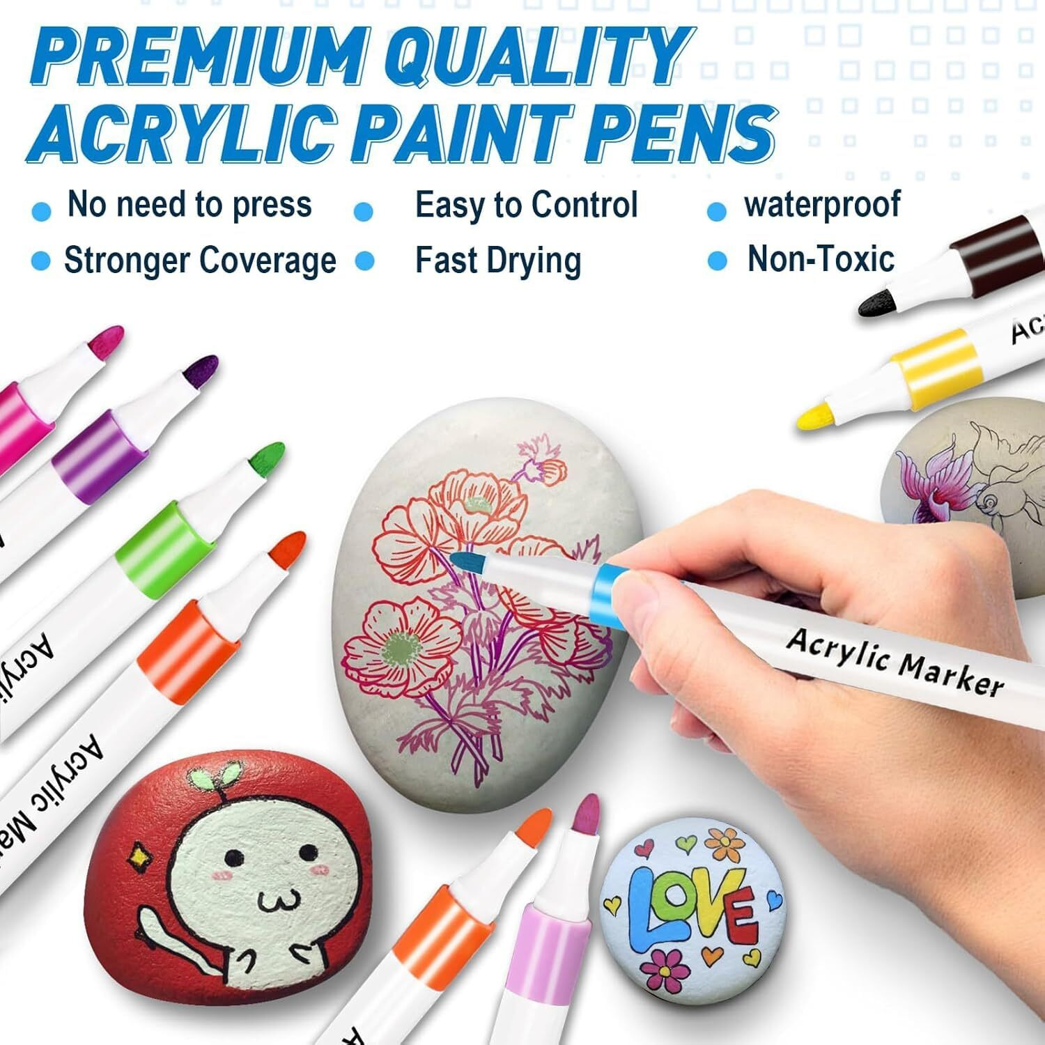 Corslet 24 Colours Acrylic Paint Marker Art Acrylic Marker Acrylic Markers Set Fine Tip Diy Supplies For Glass Diy Photo Albums Marker Paint Pens For Painting Brush Pen Sketch Colour Shades