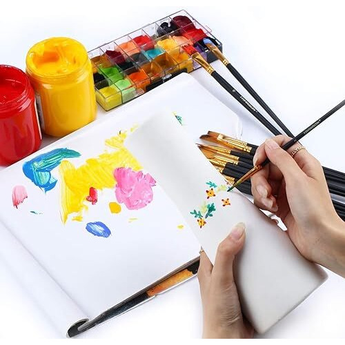 Eclet Craft Painting Brushes Set Of 12 Professional Round Pointed Tip Nylon Hair Artist Acrylic Paint Brush For Acrylic/Watercolor/Oil Painting(K)