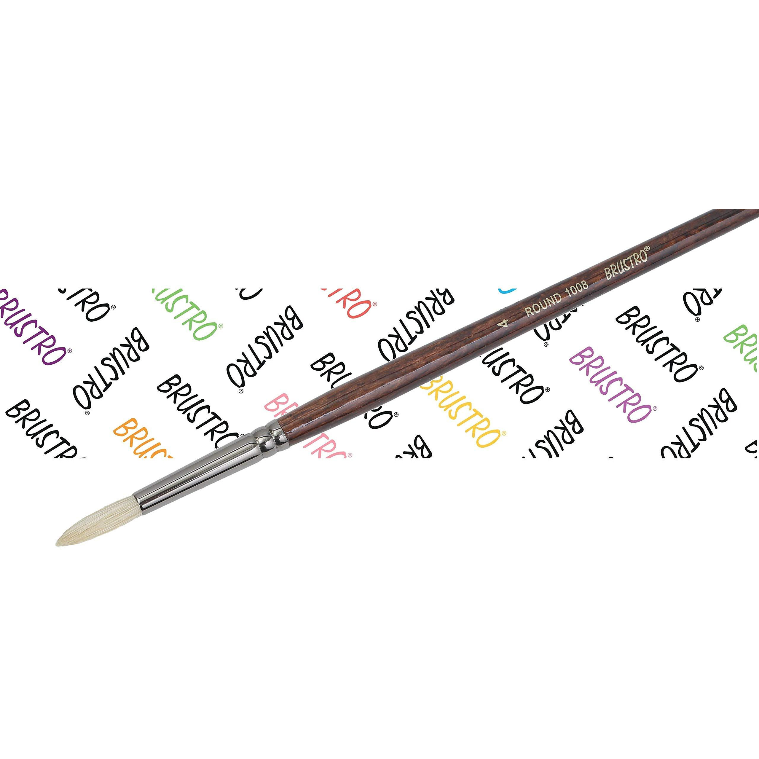 Brustro Artists Bristlewhite Round Brush Series 1008 | Brush No.4, Chungking Hog Bristle |Ideal For Oil, Acrylic Painting On Paper, Canvas, Fine Art Students And Professionals.