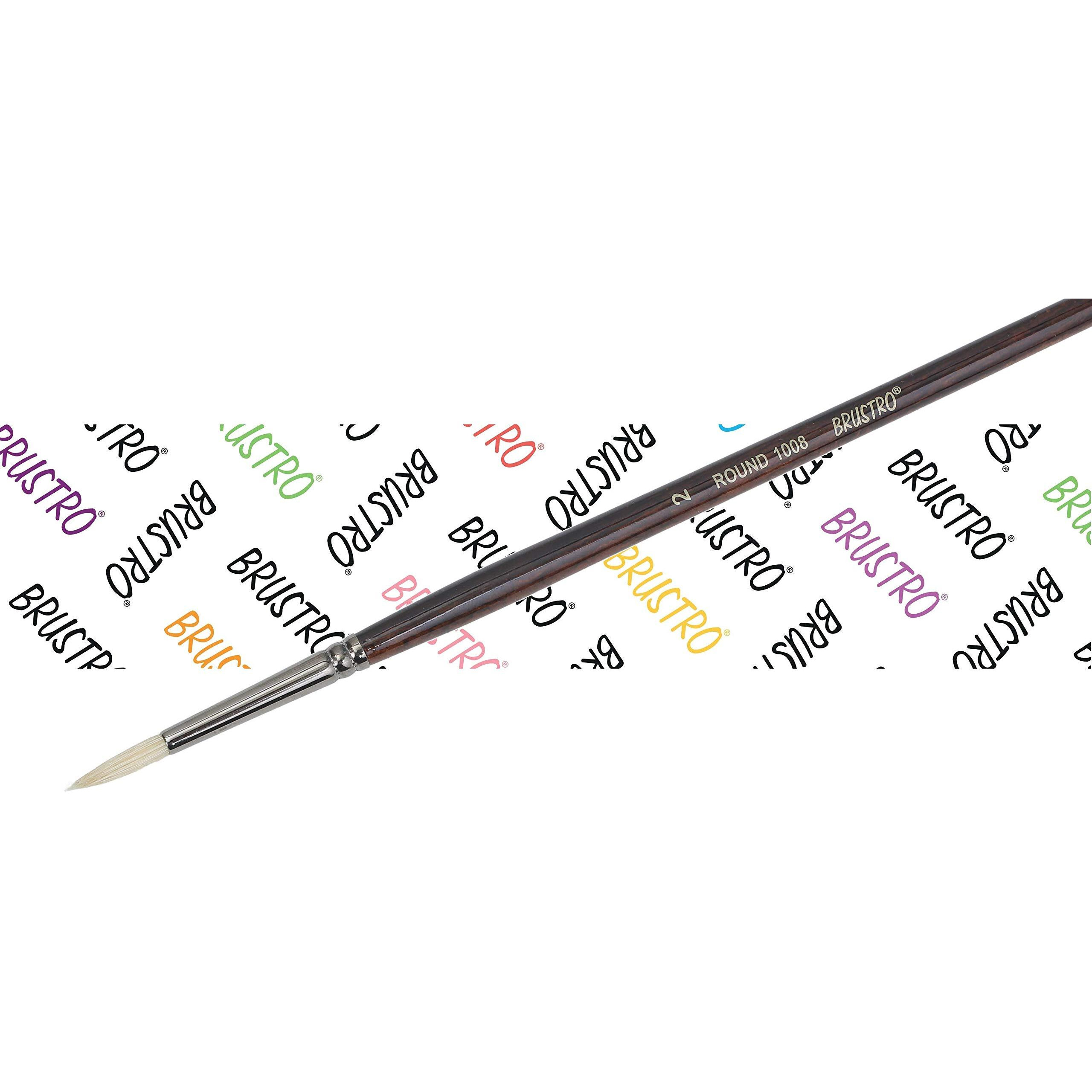 Brustro Artists Bristlewhite Round Brush Series 1008 | Brush No.2, Chungking Hog Bristle |Ideal For Oil, Acrylic Painting On Paper, Canvas, Fine Art Students And Professionals.