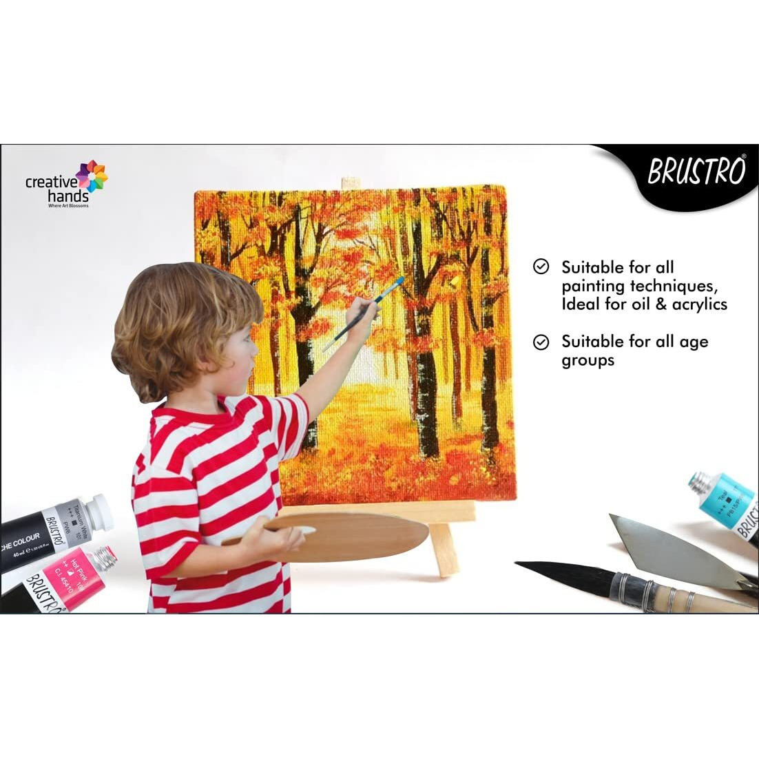 Brustro Artists (18 X 24 Inch) 100% Cotton Canvas Board, Medium Grain, 4 Mm Thickness, Pack Of 1, Suitable For Oil And Acrylic Paintings