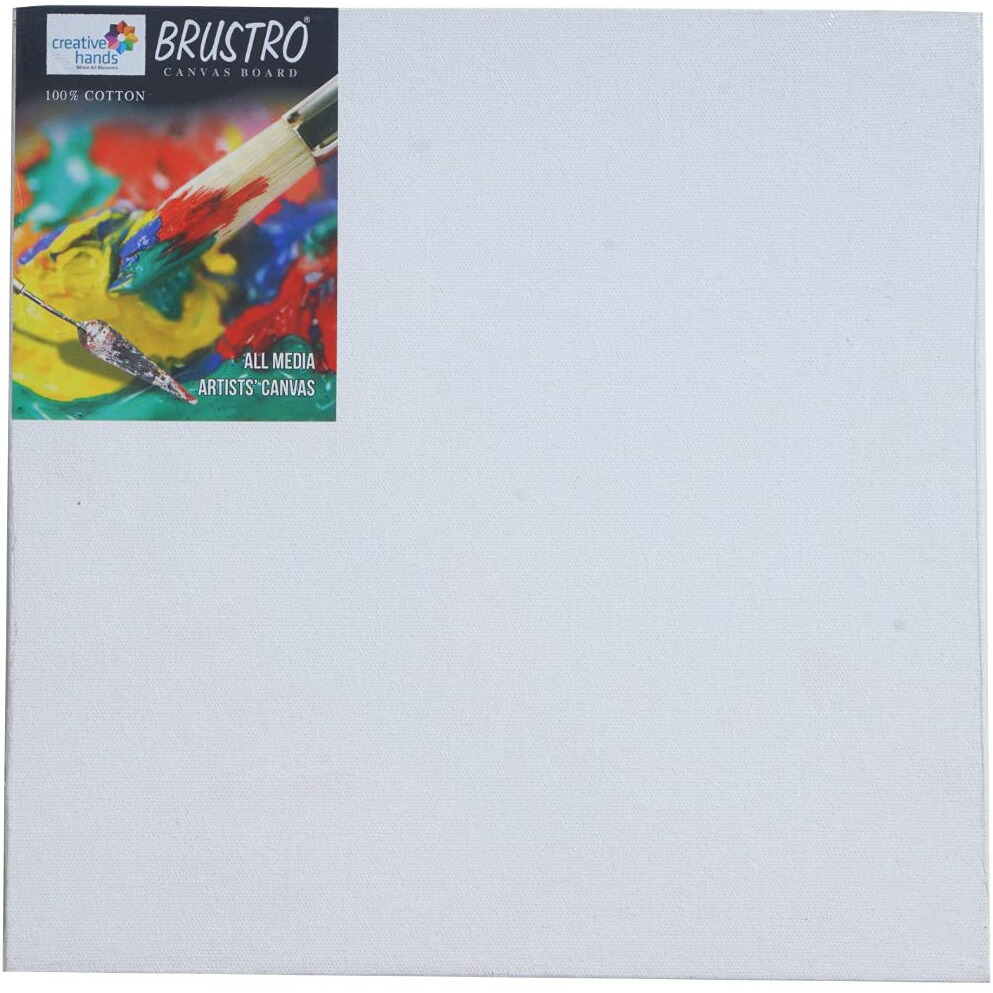Brustro Artists (12 X 12 Inch) 100% Cotton Canvas Board, Medium Grain, 4 Mm Thickness, Pack Of 1, Suitable For Oil And Acrylic Paintings