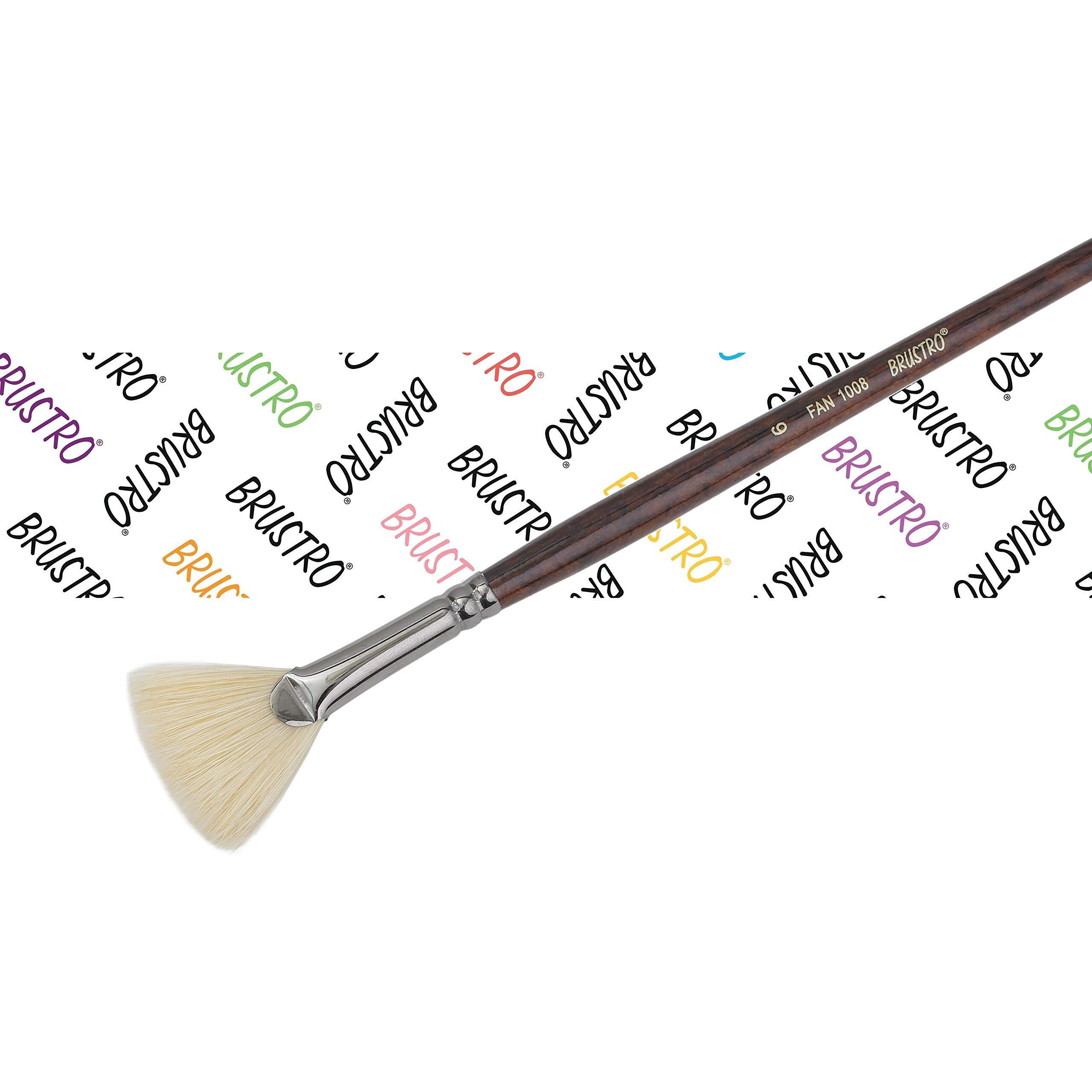 Brustro Artists Bristlewhite Fan Brush Series 1008 - Brush No. 6, Chungking Hog Bristle | Ideal For Oil, Acrylic Painting On Paper, Canvas, Fine Art Students And Professionals