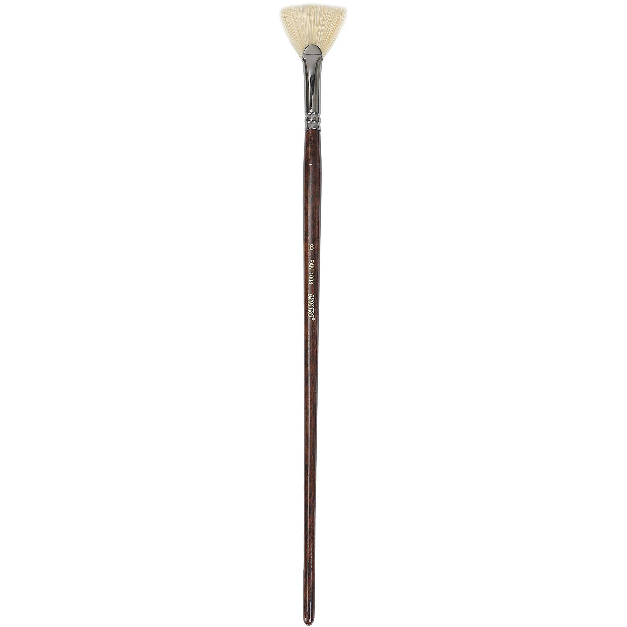 Brustro Artists Bristlewhite Fan Brush Series 1008 - Brush No. 6, Chungking Hog Bristle | Ideal For Oil, Acrylic Painting On Paper, Canvas, Fine Art Students And Professionals