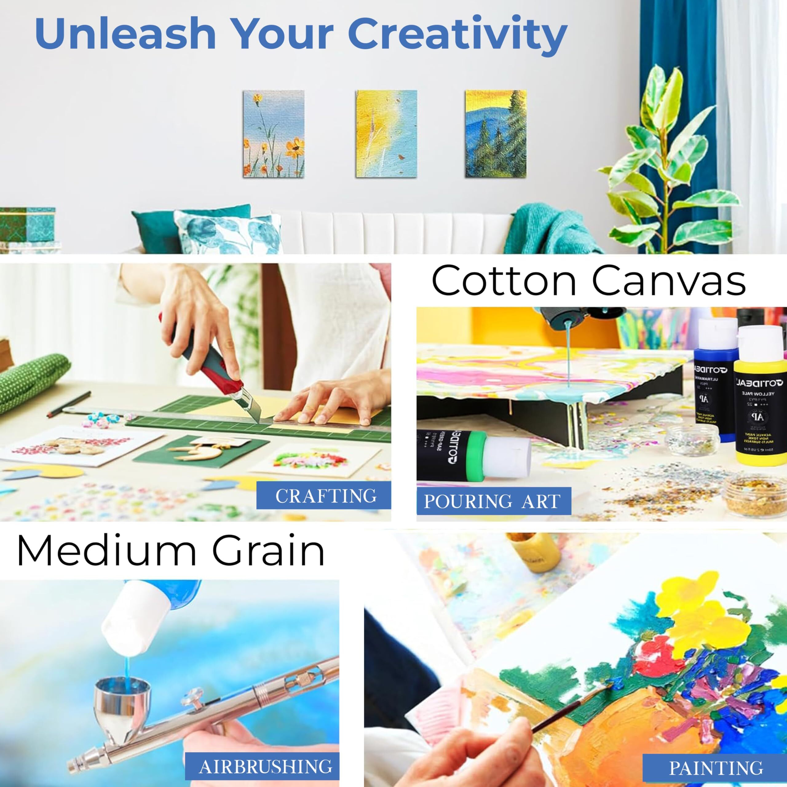 Eduway Canvas Board For Painting- (24X36) | Premium Quality 7Oz Pre-Primed Cotton Canvas Board For Artists & Beginners | Ideal For Acrylic, Oil, Gouache, Pastels Colors (Pack Of 3) (60X90 Cms)