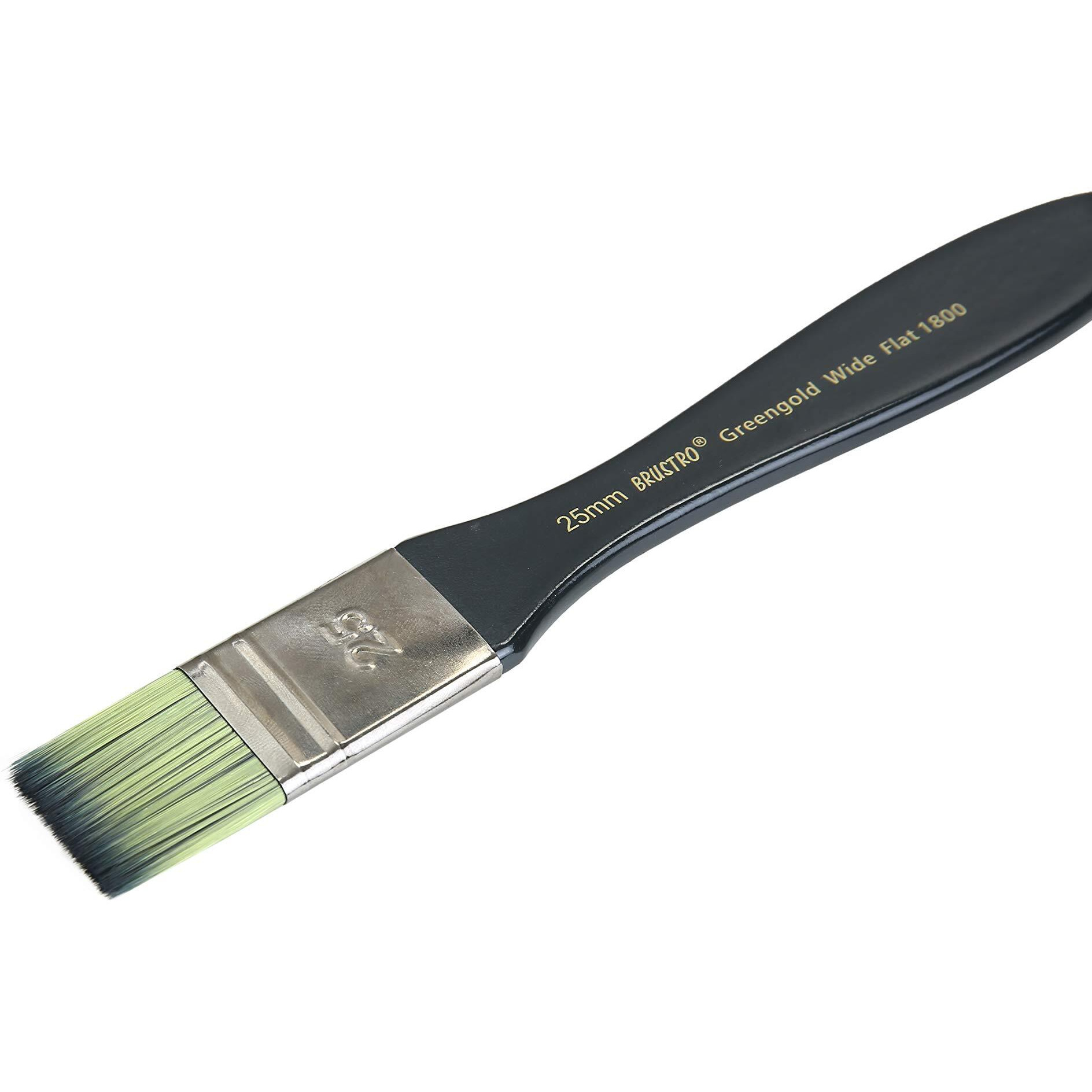 Brustro Artists Greengold Acrylic Brush Wide Flat Series 1800 - Size - 25Mm | Ideal For Oil, Acrylic Painting On Paper, Canvas, Fine Art Students And Professional.