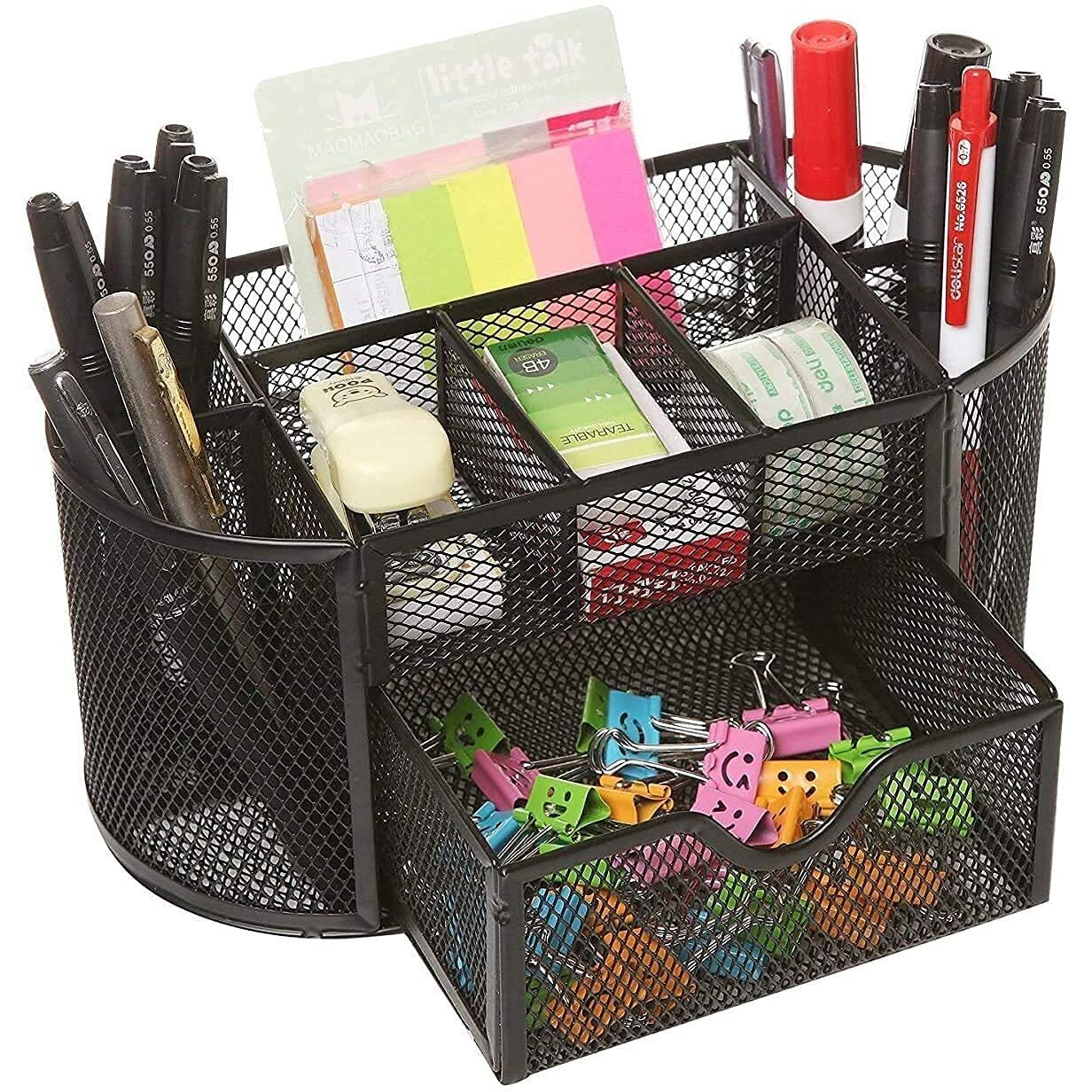 Ofixo 9 Compartment Metal Mesh Desk Organizer Stationery Storage Stand Pen, Pencil Holder For Office, Home, And Study Table