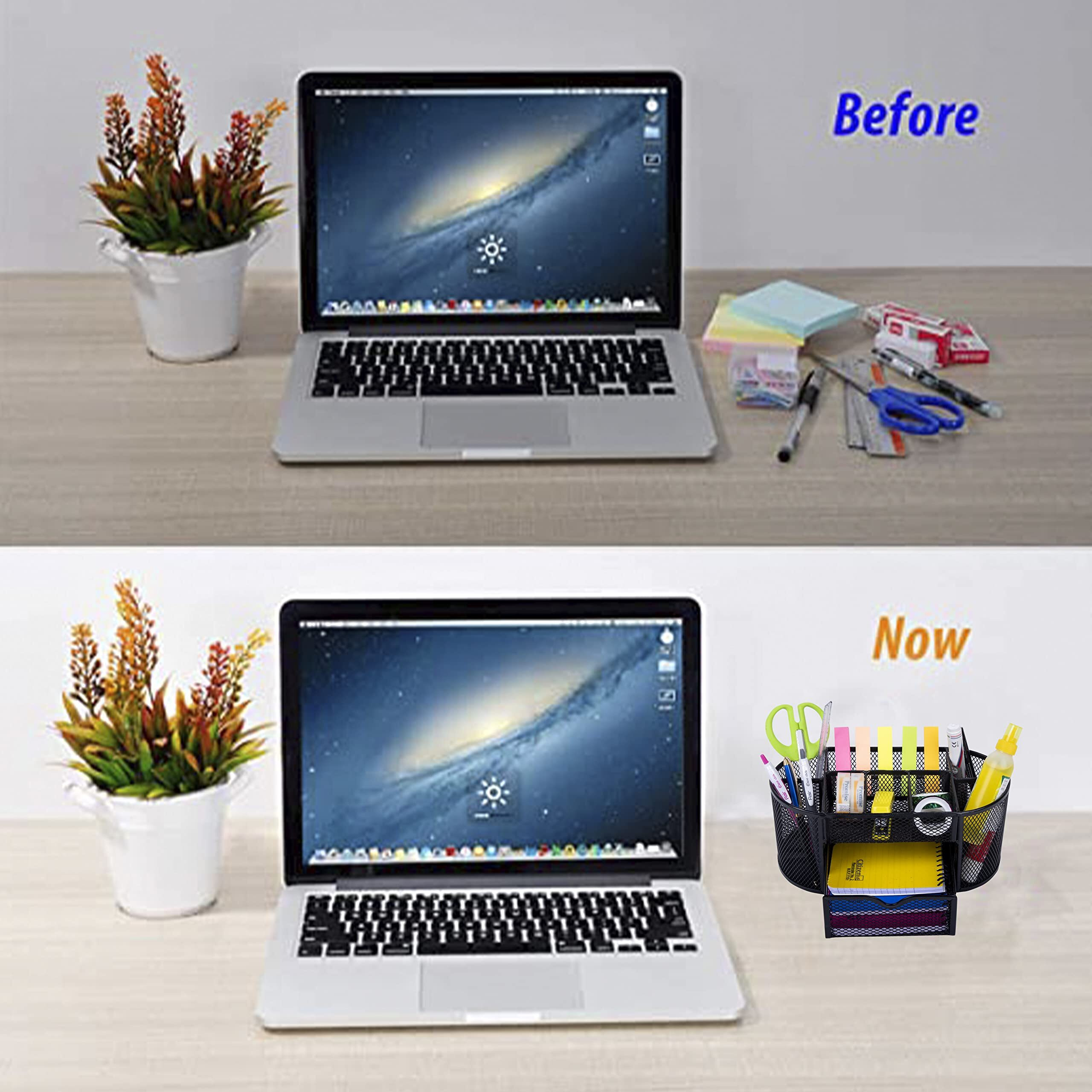 Ofixo 9 Compartment Metal Mesh Desk Organizer Stationery Storage Stand Pen, Pencil Holder For Office, Home, And Study Table