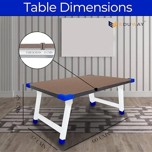 Eduway Heavy Duty Foldable Wooden Laptop Table  Multipurpose Bed Table For Study, Work From Home, Eating, Reading | Portable Non-Adjustable Desk For Students, Kids| Perfect For Home, Office- Brown.