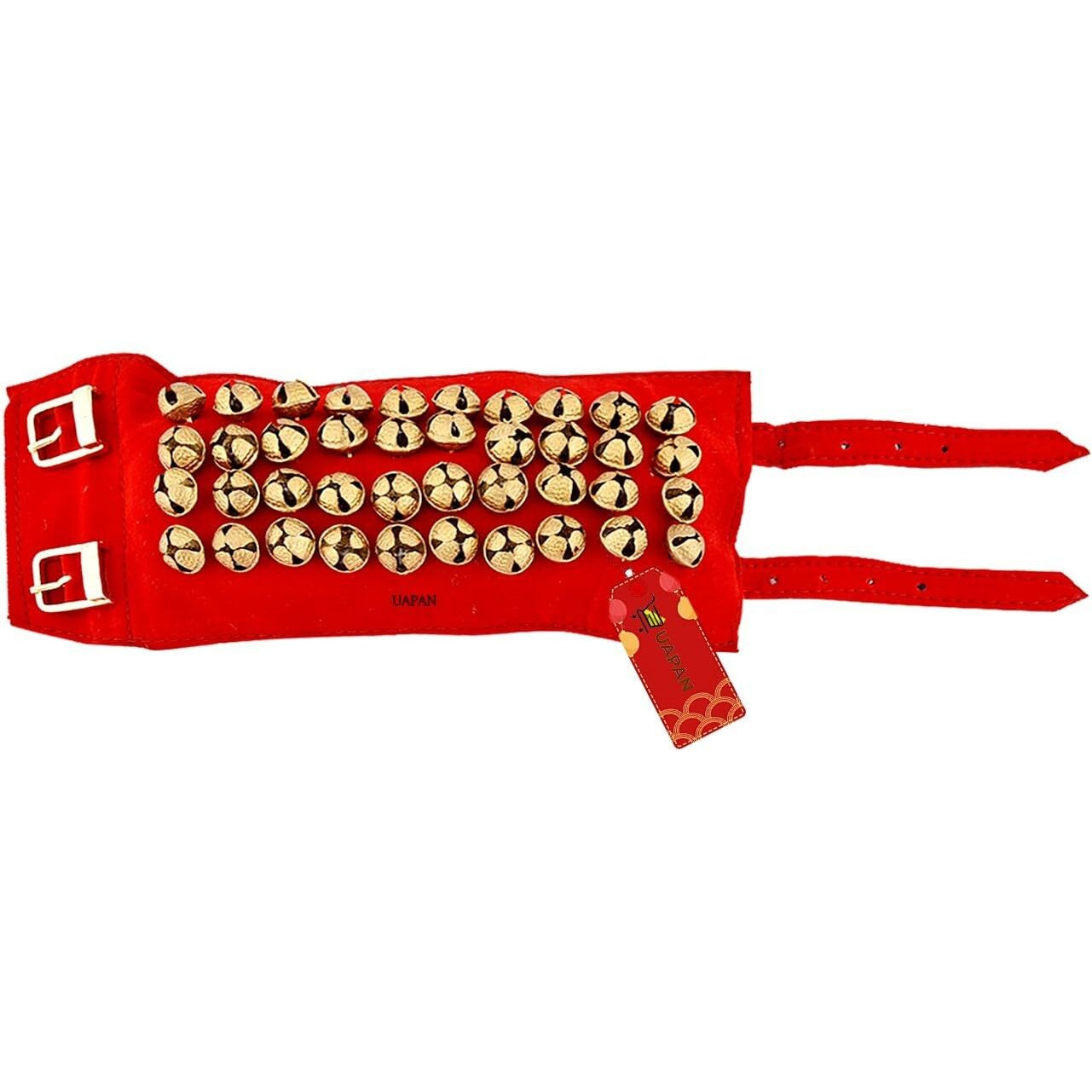 Uapan 4 Line Ankle Bells Velvet Pad For Classical Bharatanatyam Kathak Dance With Adjustable Strap(Red)