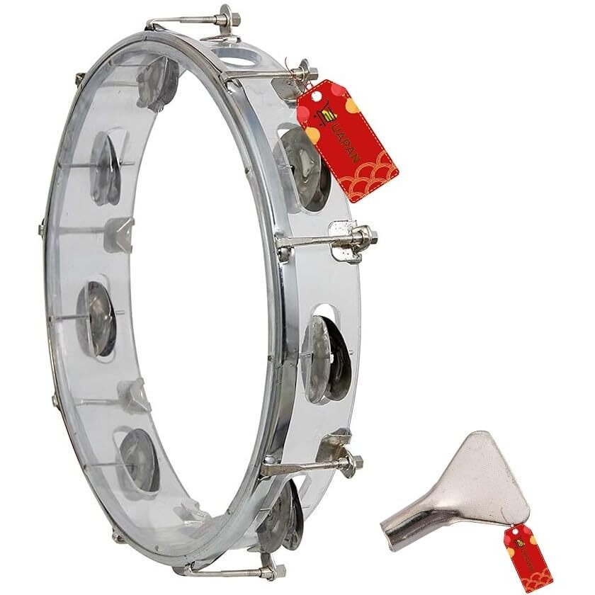 Uapan Dafli Musical Instrument Dafli/Tambourine 10 Inch Hand Percussion Musical Instrument (White Tambourine)