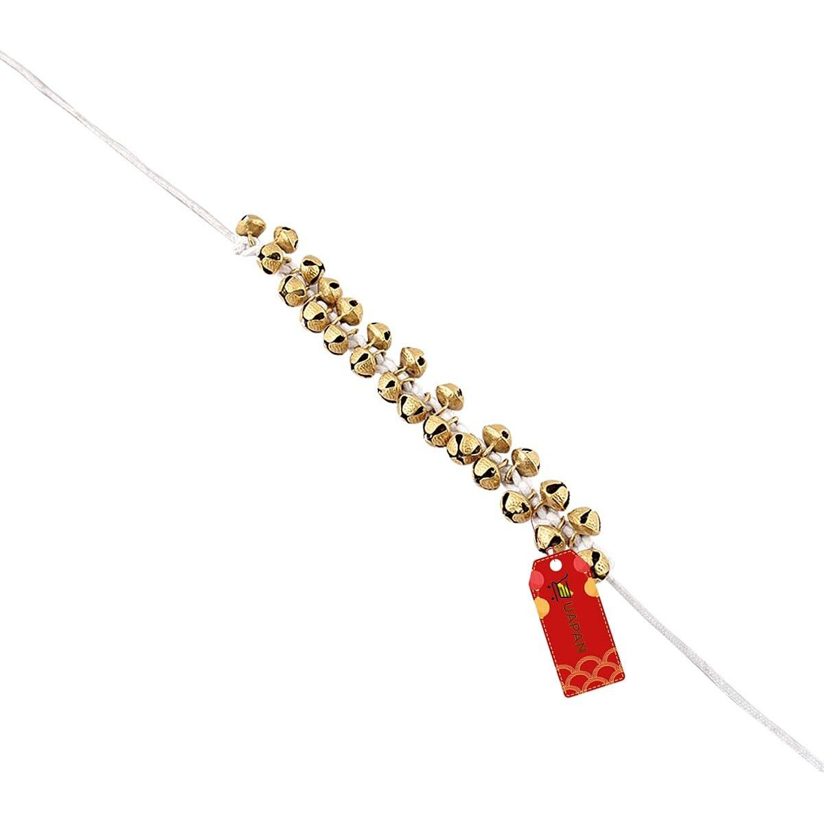 Uapan Brass Ghungroo I White Cotton String Bells I 1.6 Cm, 25+25, 10 'Pair For Womens I Perfect For Kathak Dance Performance