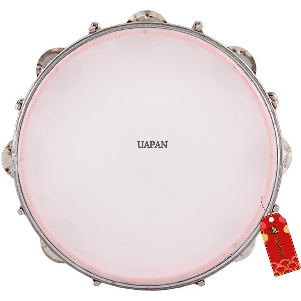 Uapan Dafli Musical Instrument Dafli/Tambourine 10 Inch Hand Percussion Musical Instrument (Orange Tambourine)
