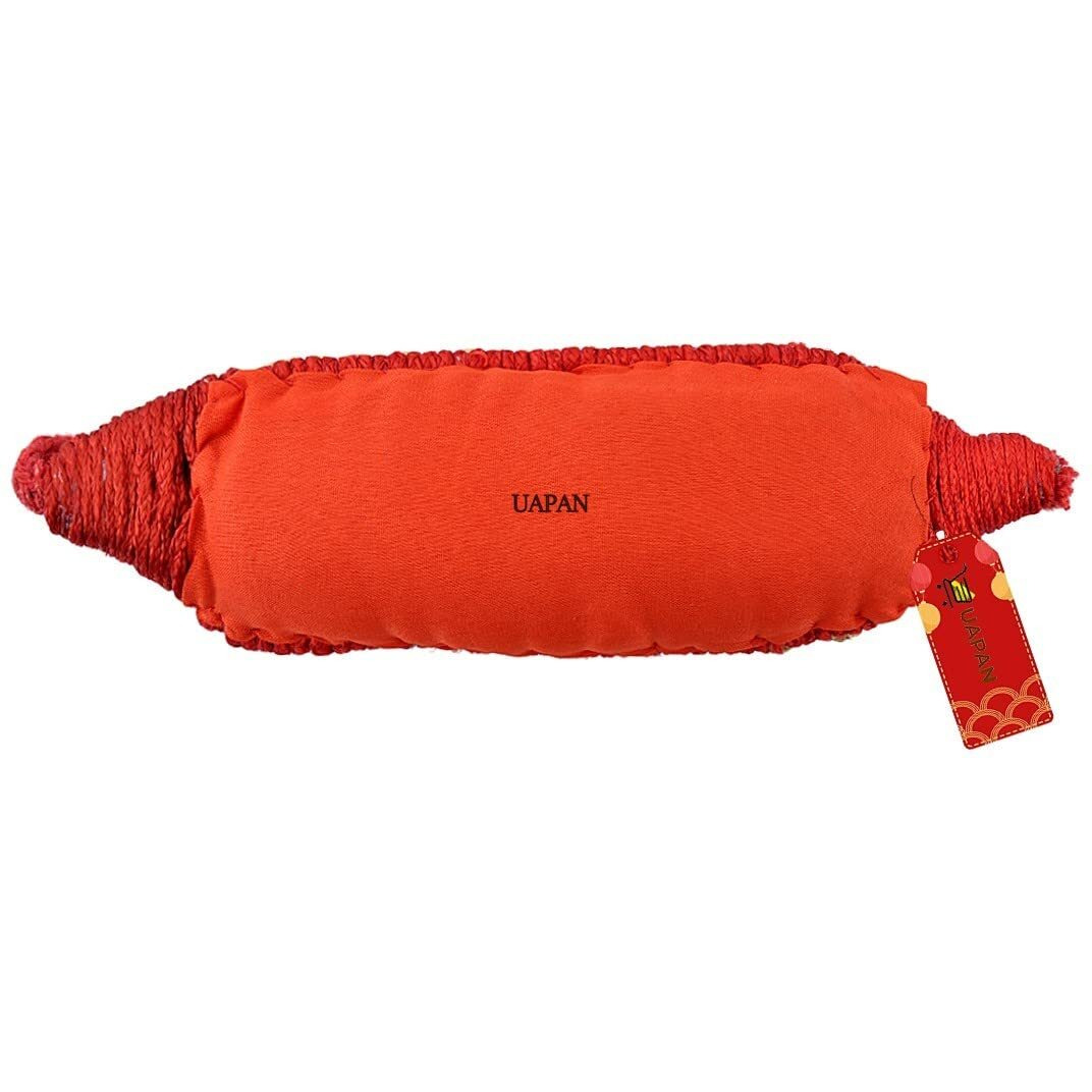 Uapan Brass Big Ghungroo Bells (4 Line Pad, Red, Pair)