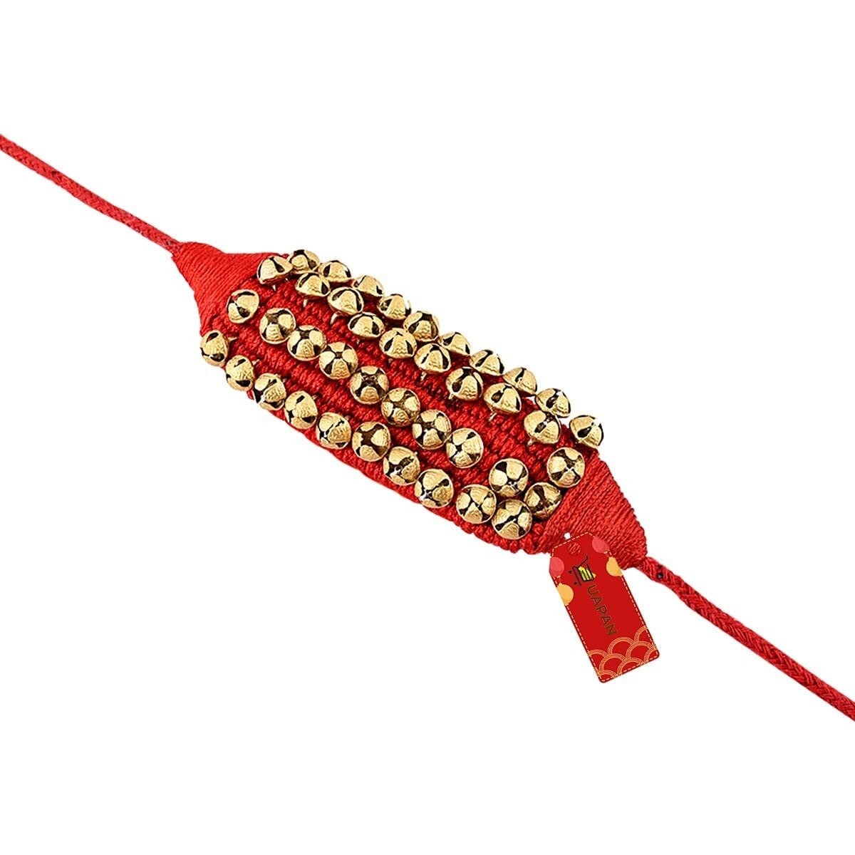 Uapan Brass Ghungroo Bells I 4 Line Pad, Red, 10 Pair I Ideal For Classical Kathak Dance